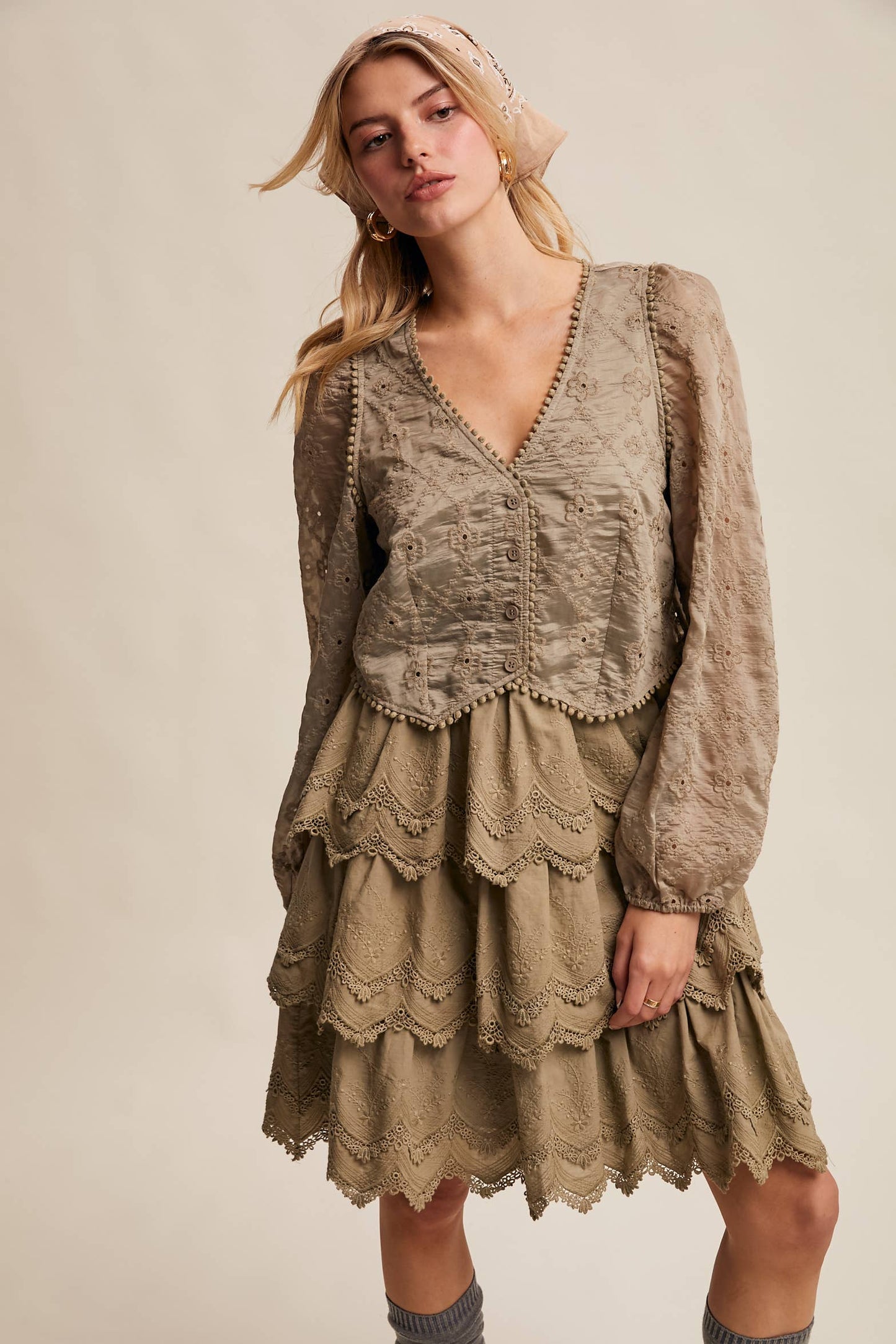 Tiered Scallop Mini Dress