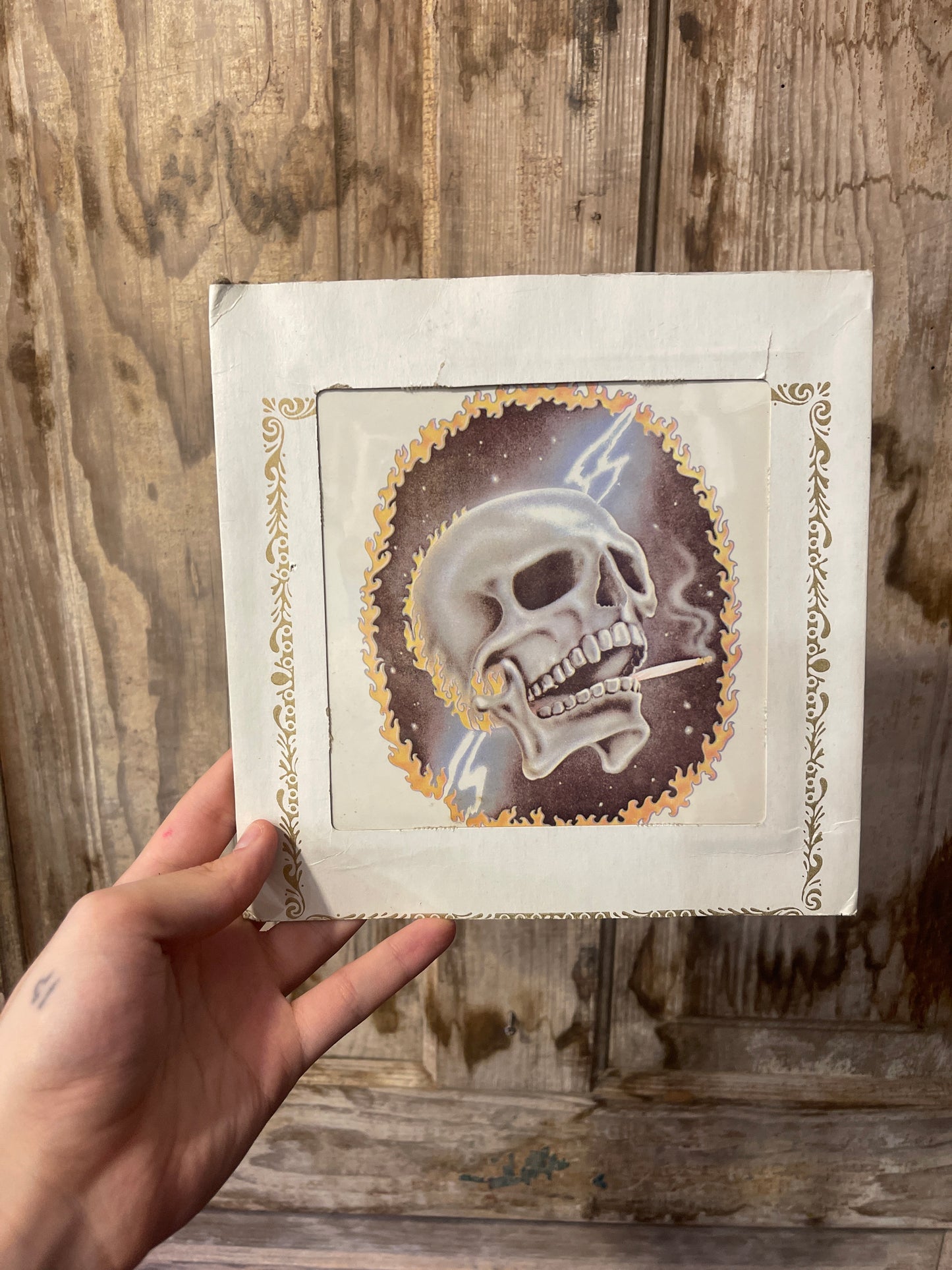 70’s Smoking Skull Novelty Print