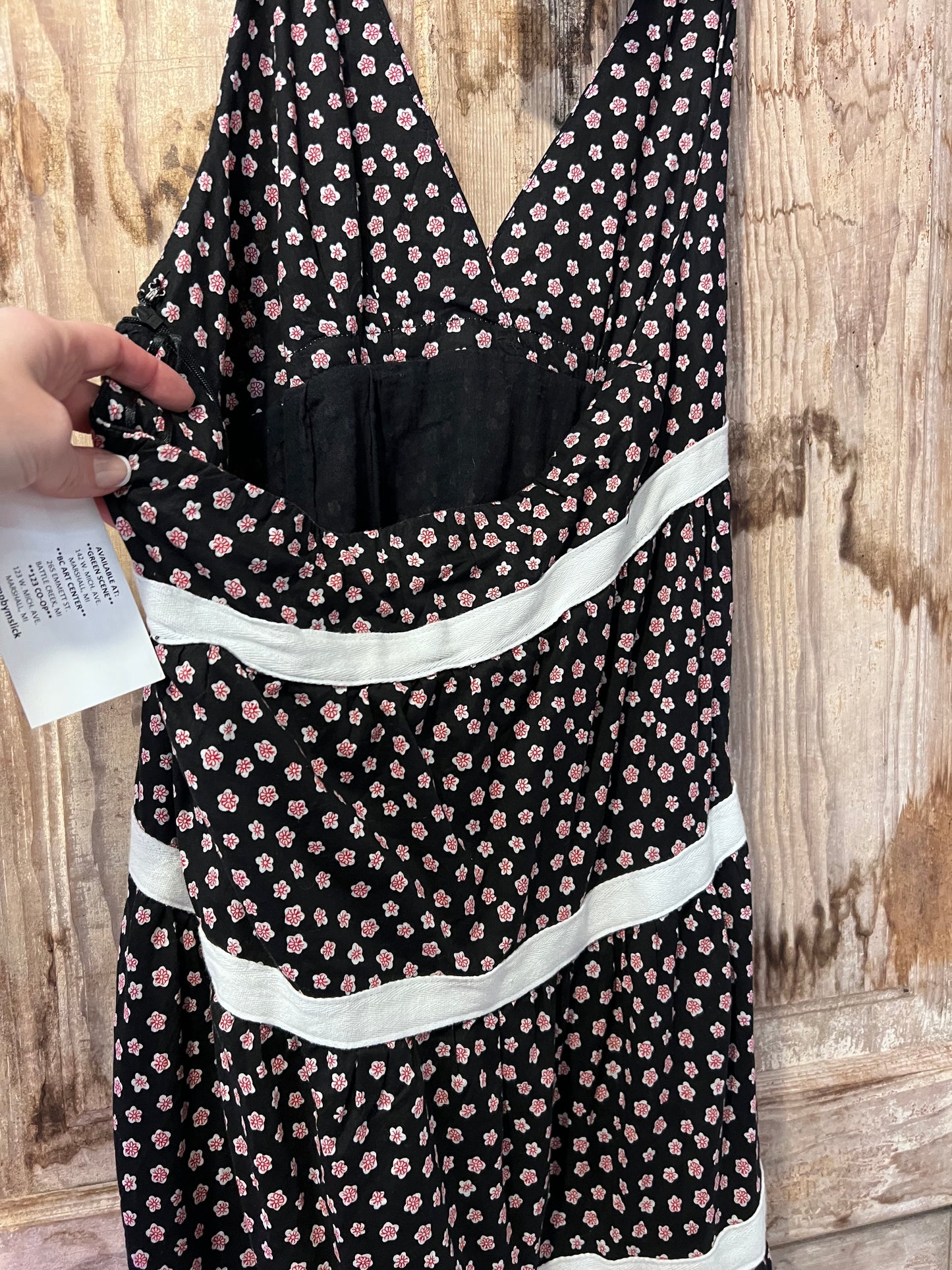 REVAMP Black Floral Halter Tie Dress