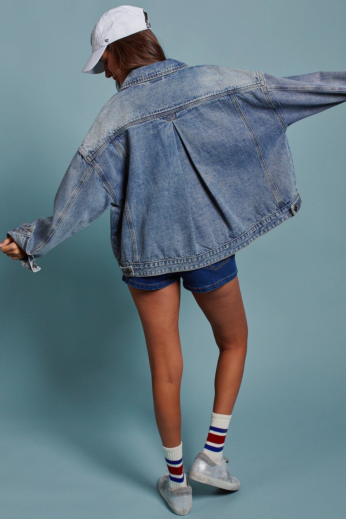 Oversized Button Up Pleated Back Western Jacket