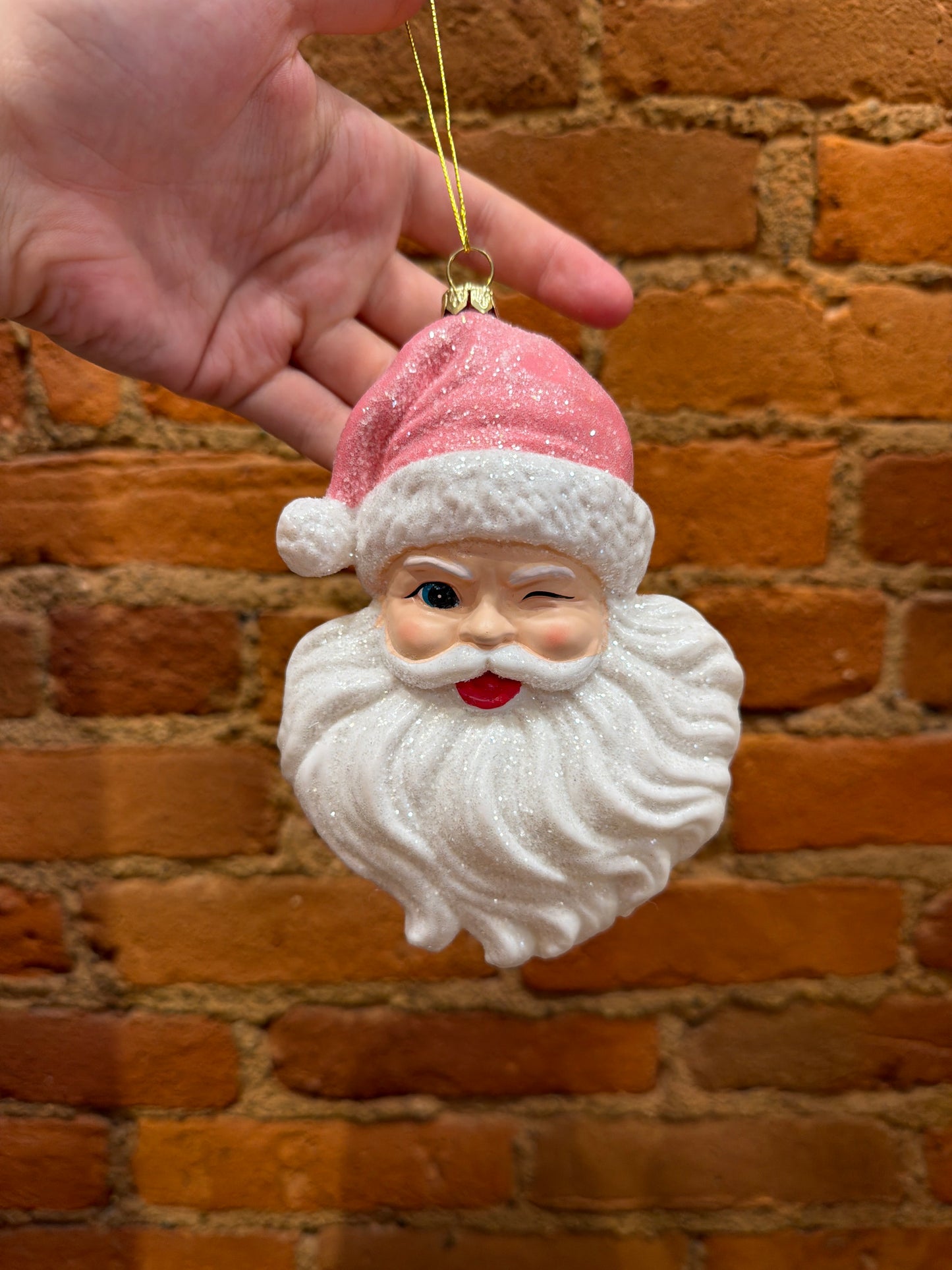 Pink Santa Ornament