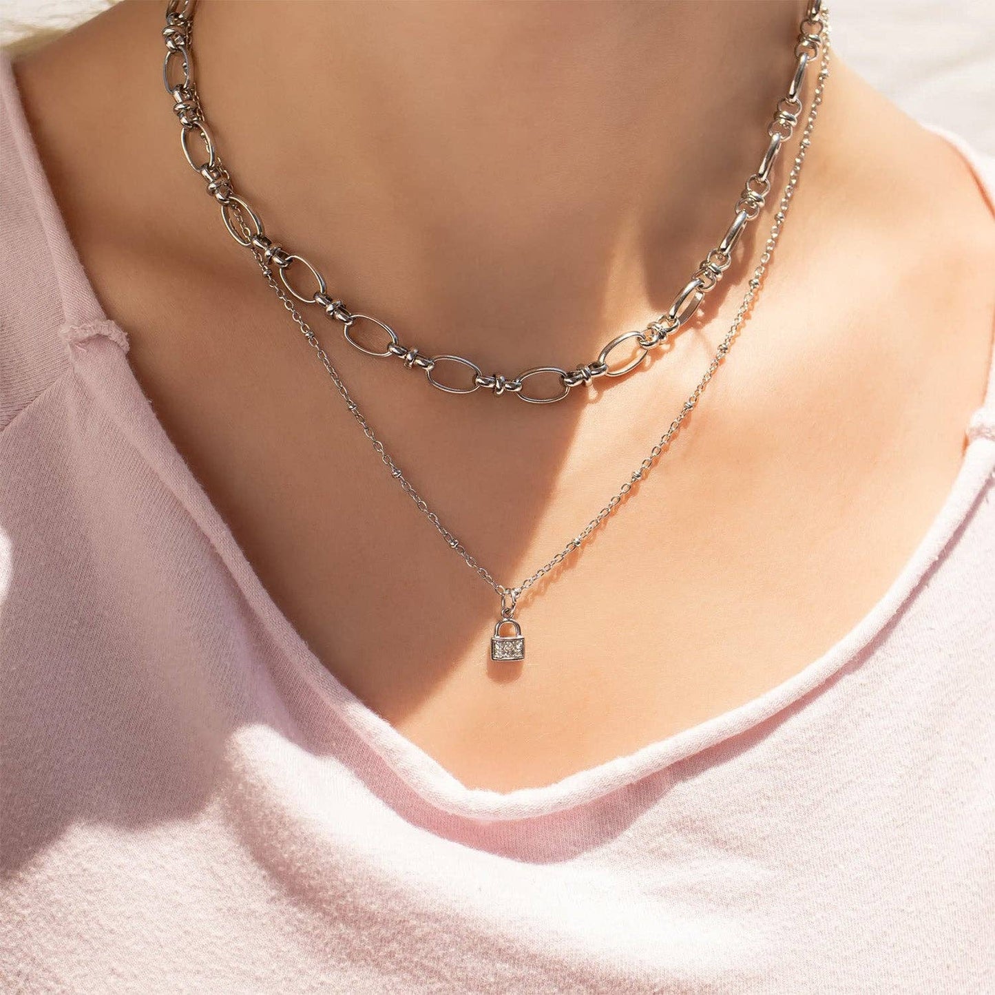 18K Gold + Silver Statement Chain Necklace