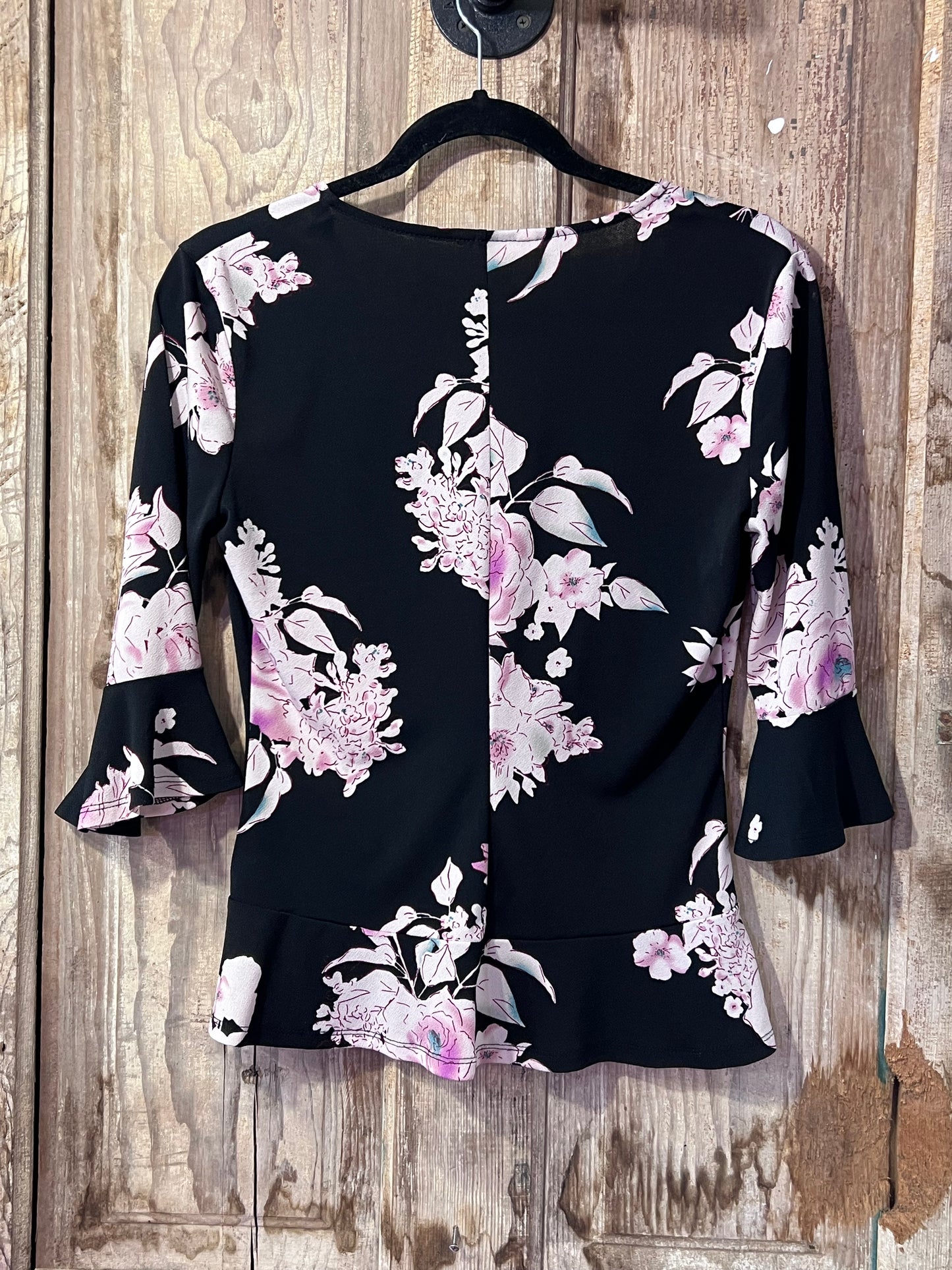 VTG Candie’s Y2K BLK/Pink Floral Runched Top
