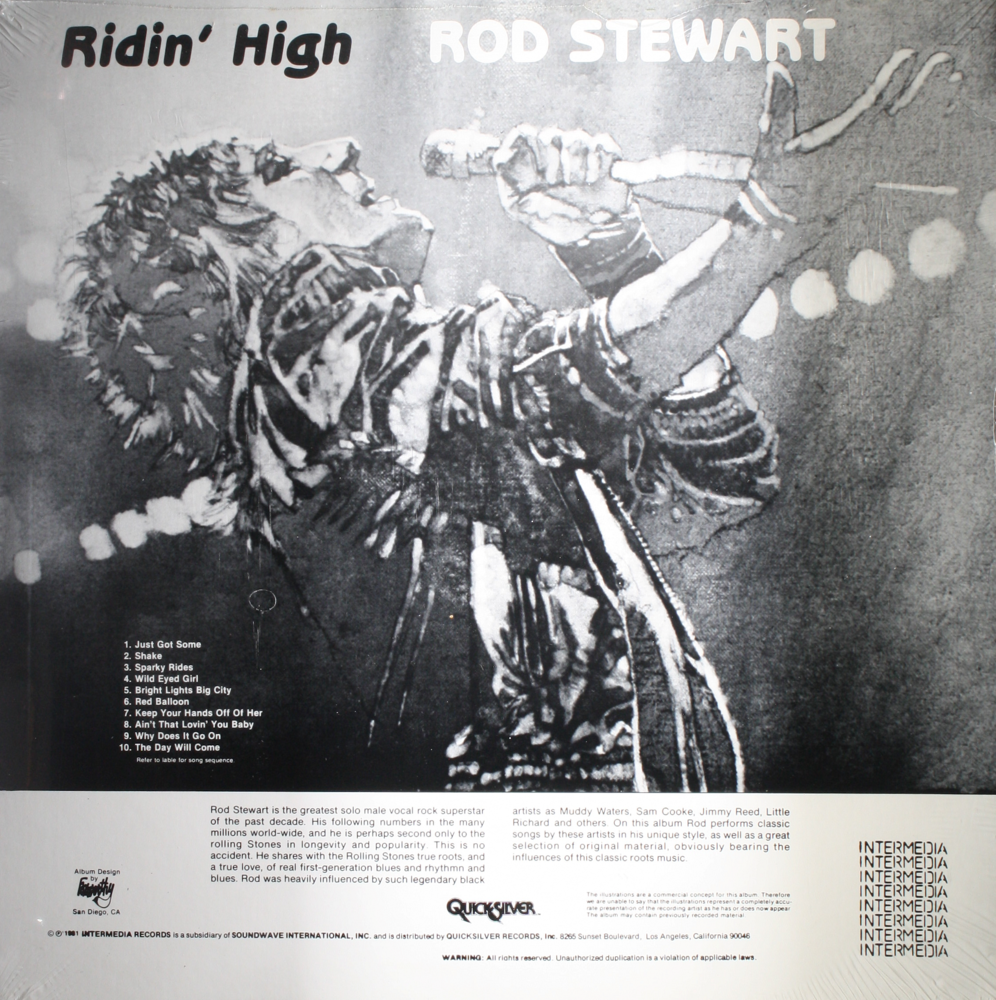12" Vinyl LP Record - Rod Stewart Ridin' High Blues Pop Rock