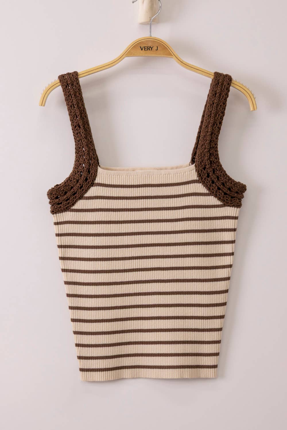 Crochet Sleeve Striped Tank Top