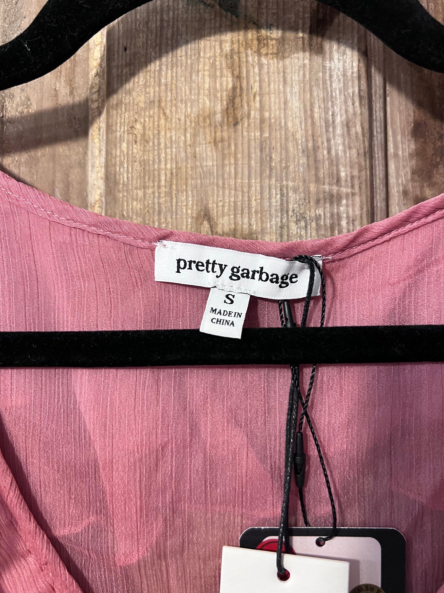 Pretty Garbage Pink Flowy Front Tie Blouse