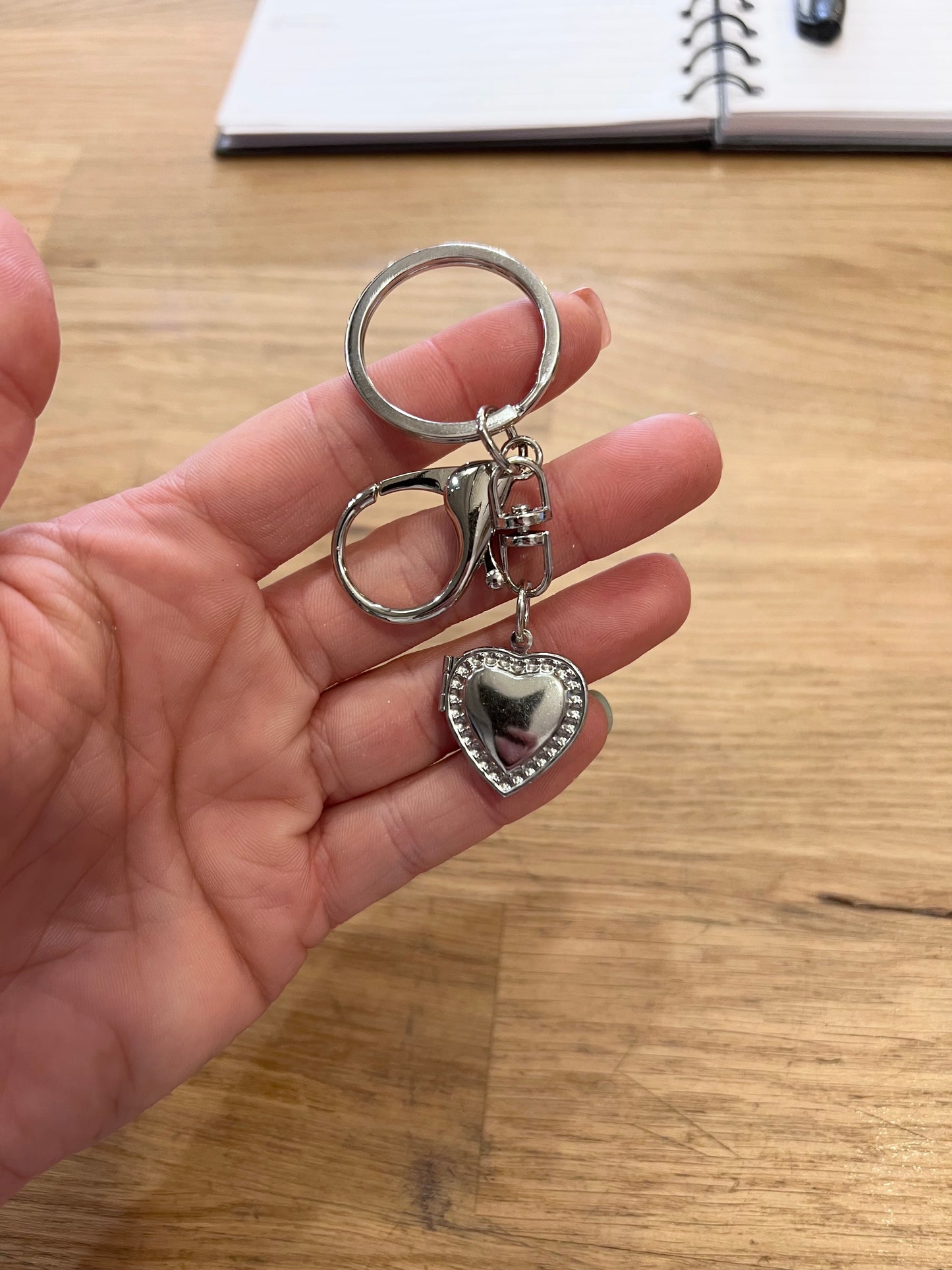 Silver heart locket keychains