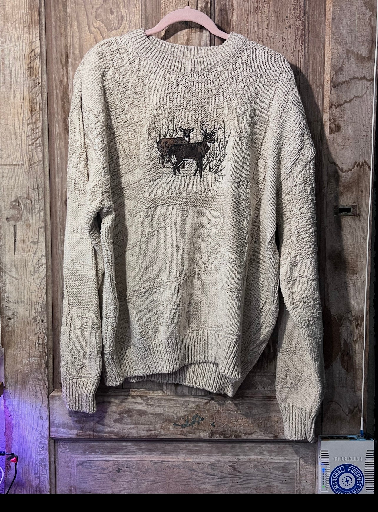Vintage cable knit deer sweater