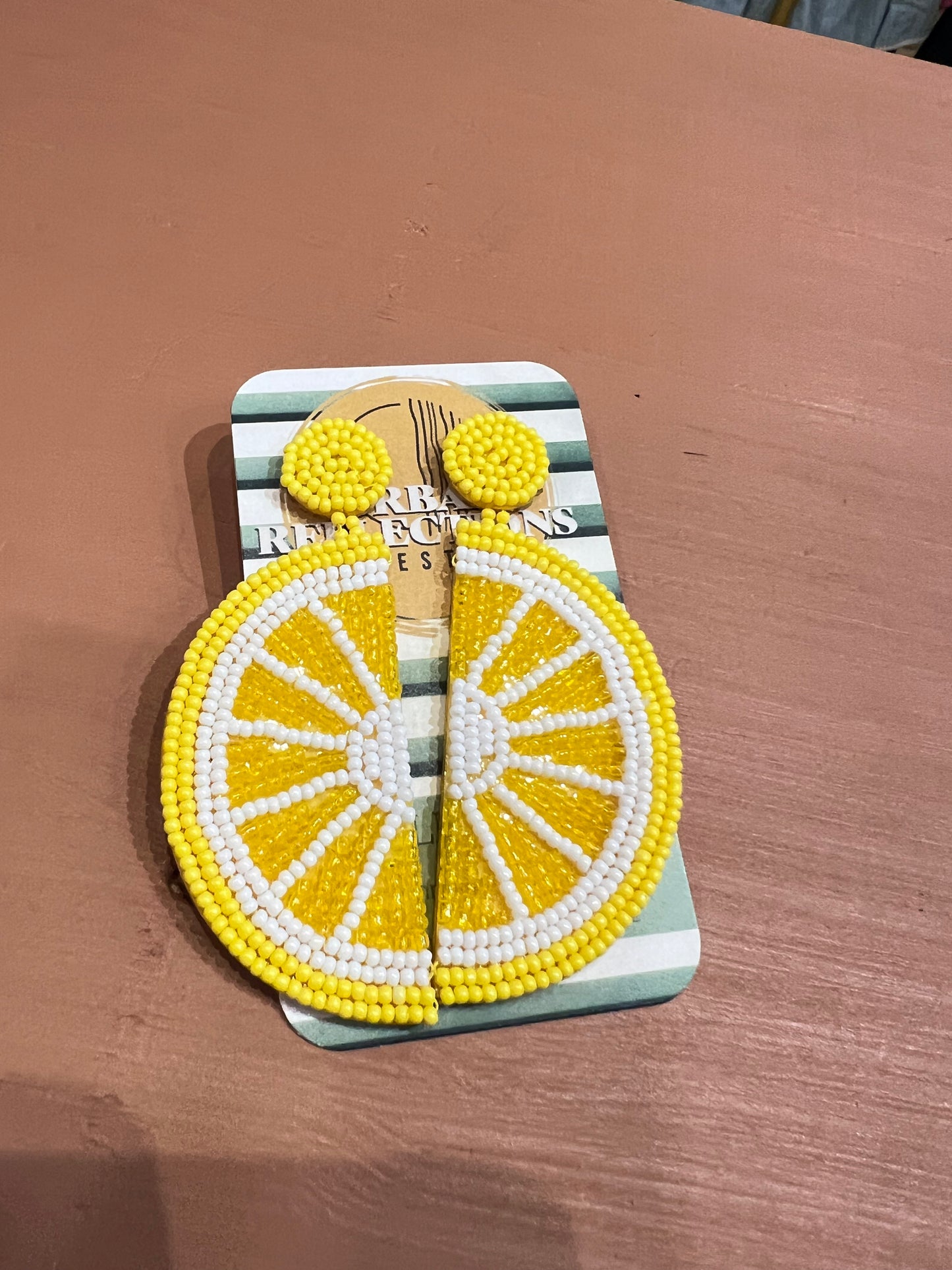 Beaded lemon earrings