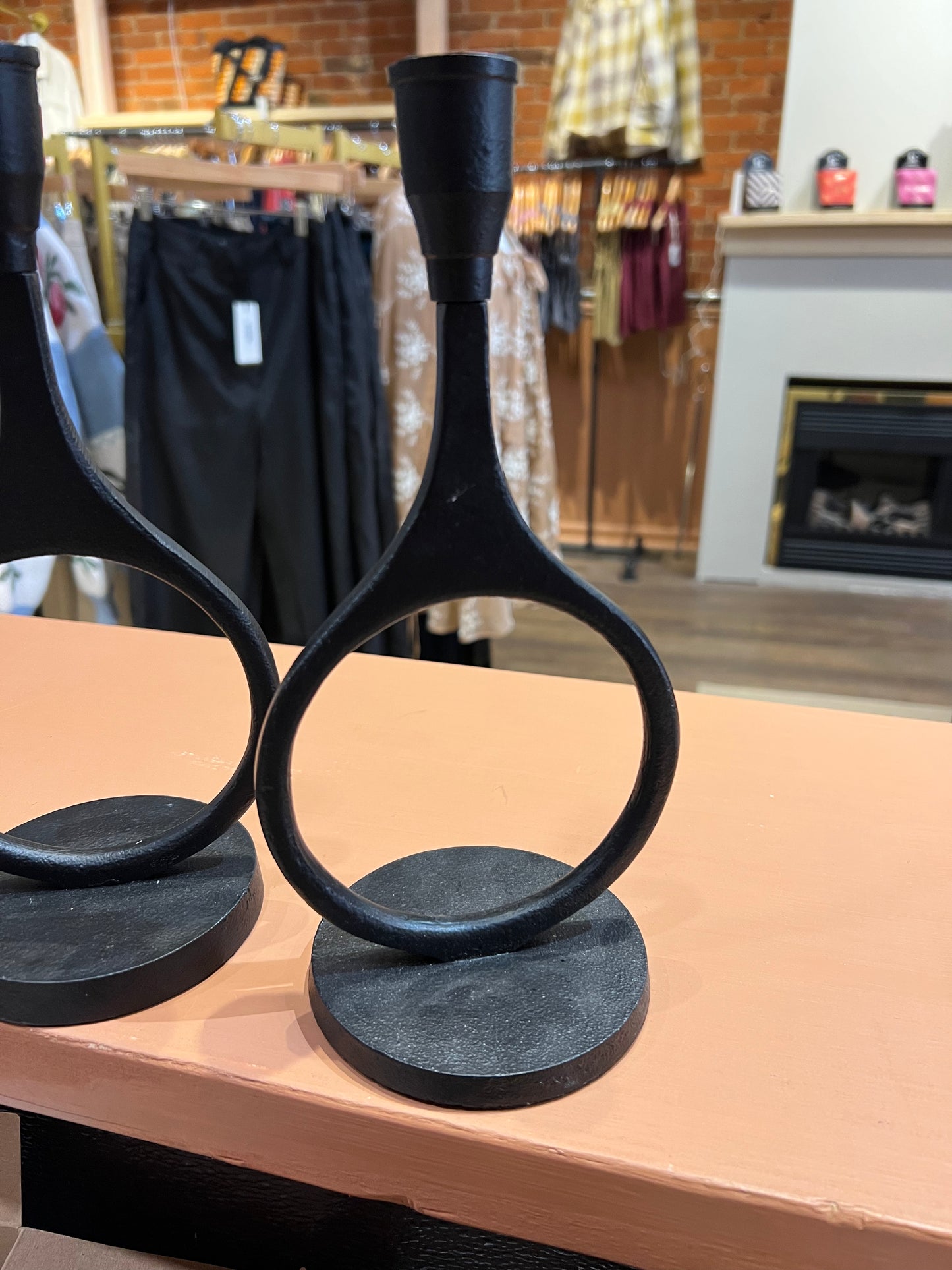 Metal black candle holder