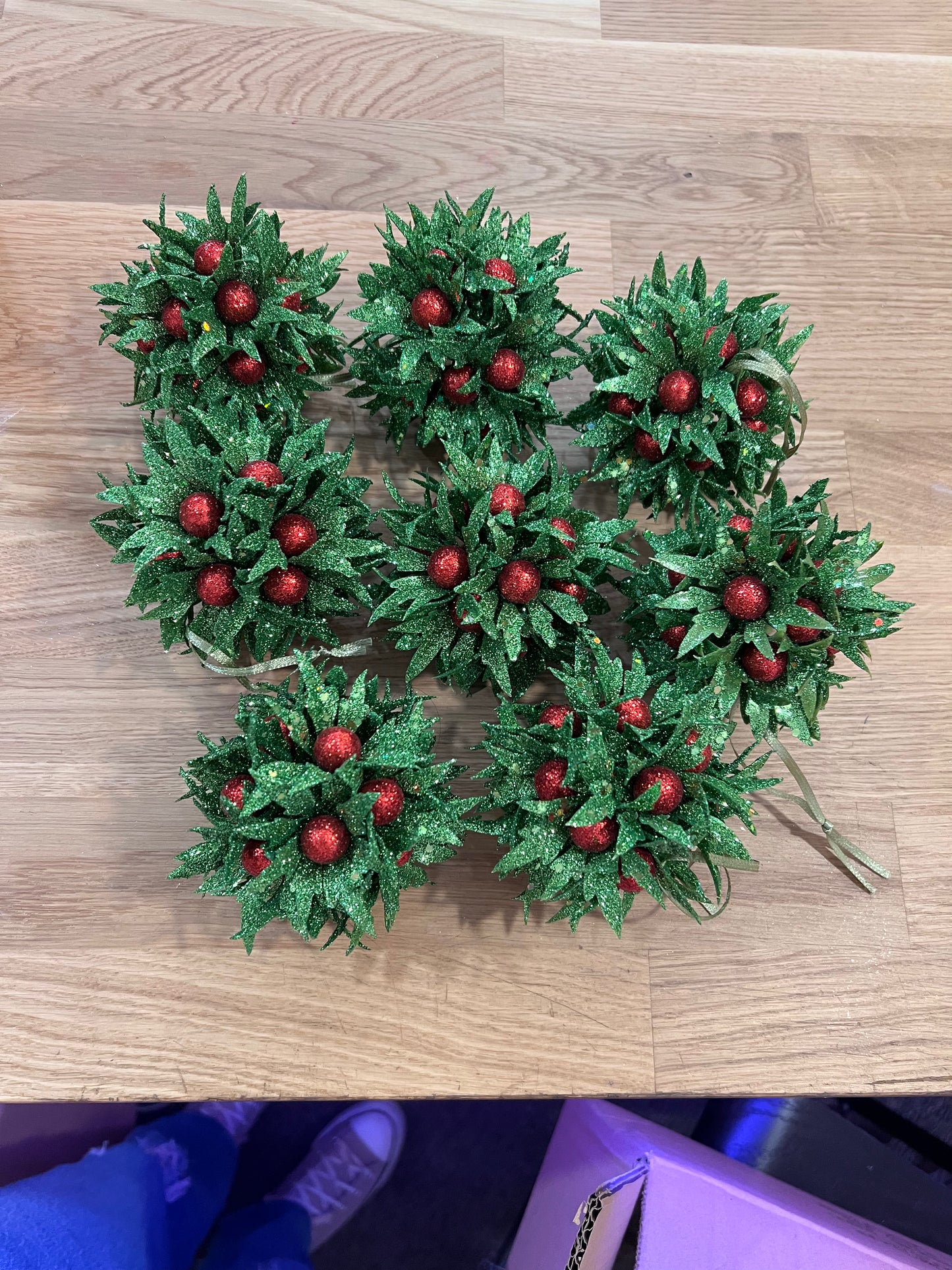 Retro Holly Balls Ornaments