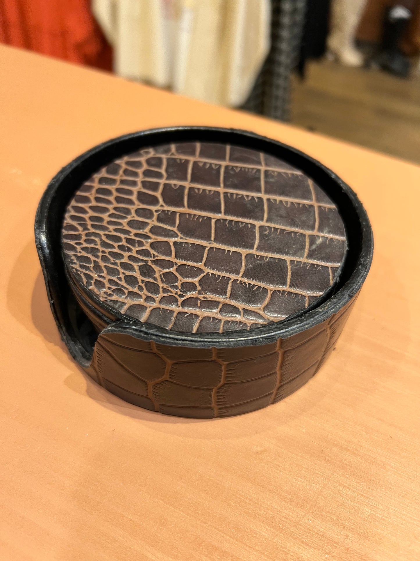 Leather print coasters