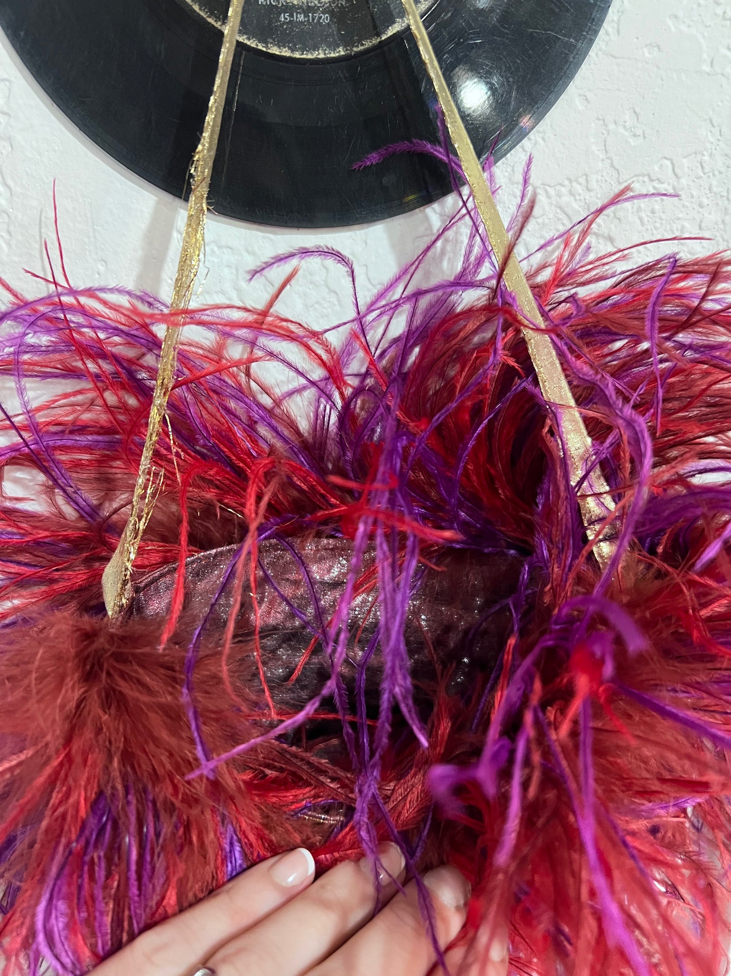 Vintage Gold Sparkly Feather Purse
