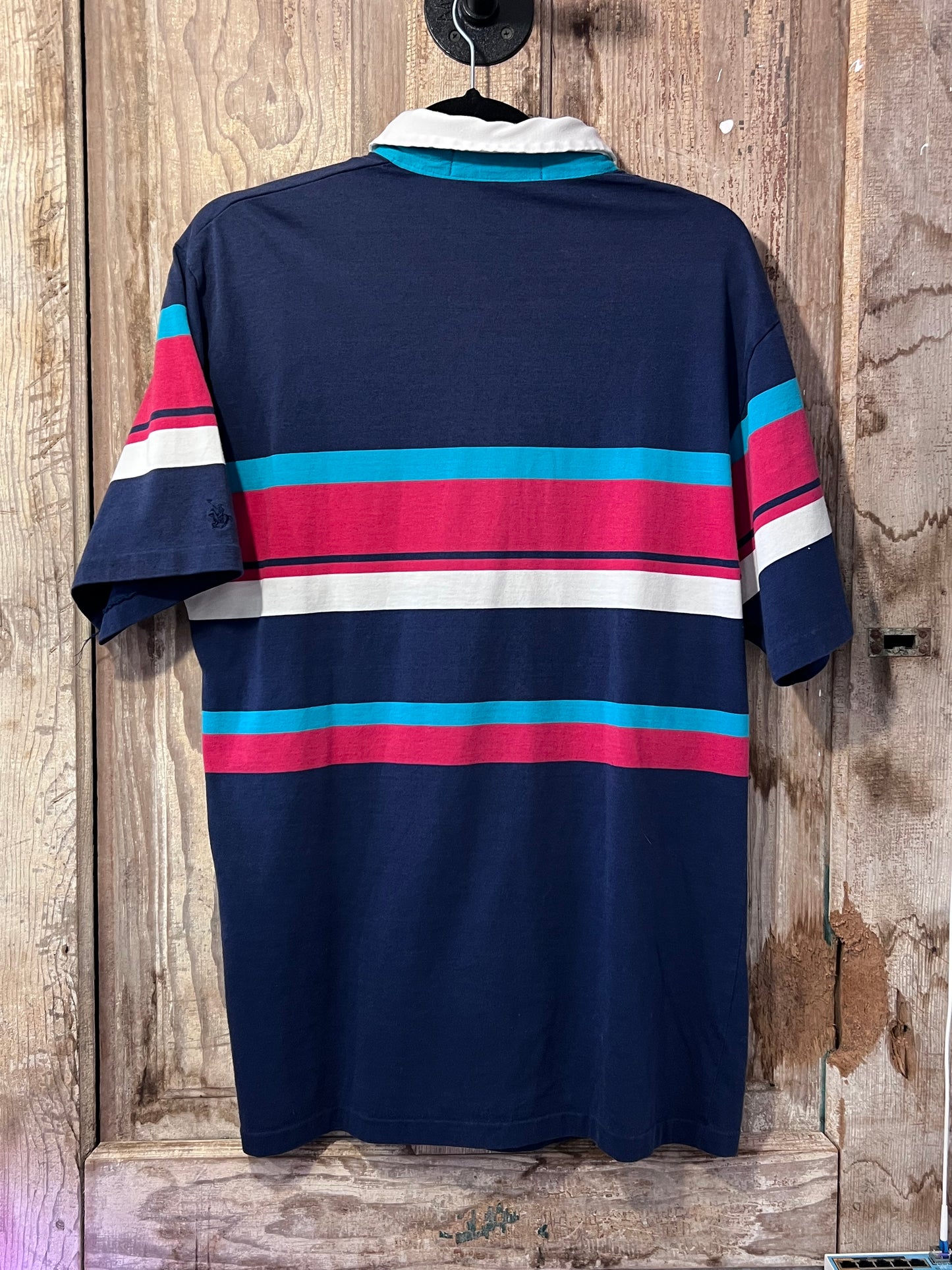 Y2K Knights of BoundTable Navy Striped Polo Shirt