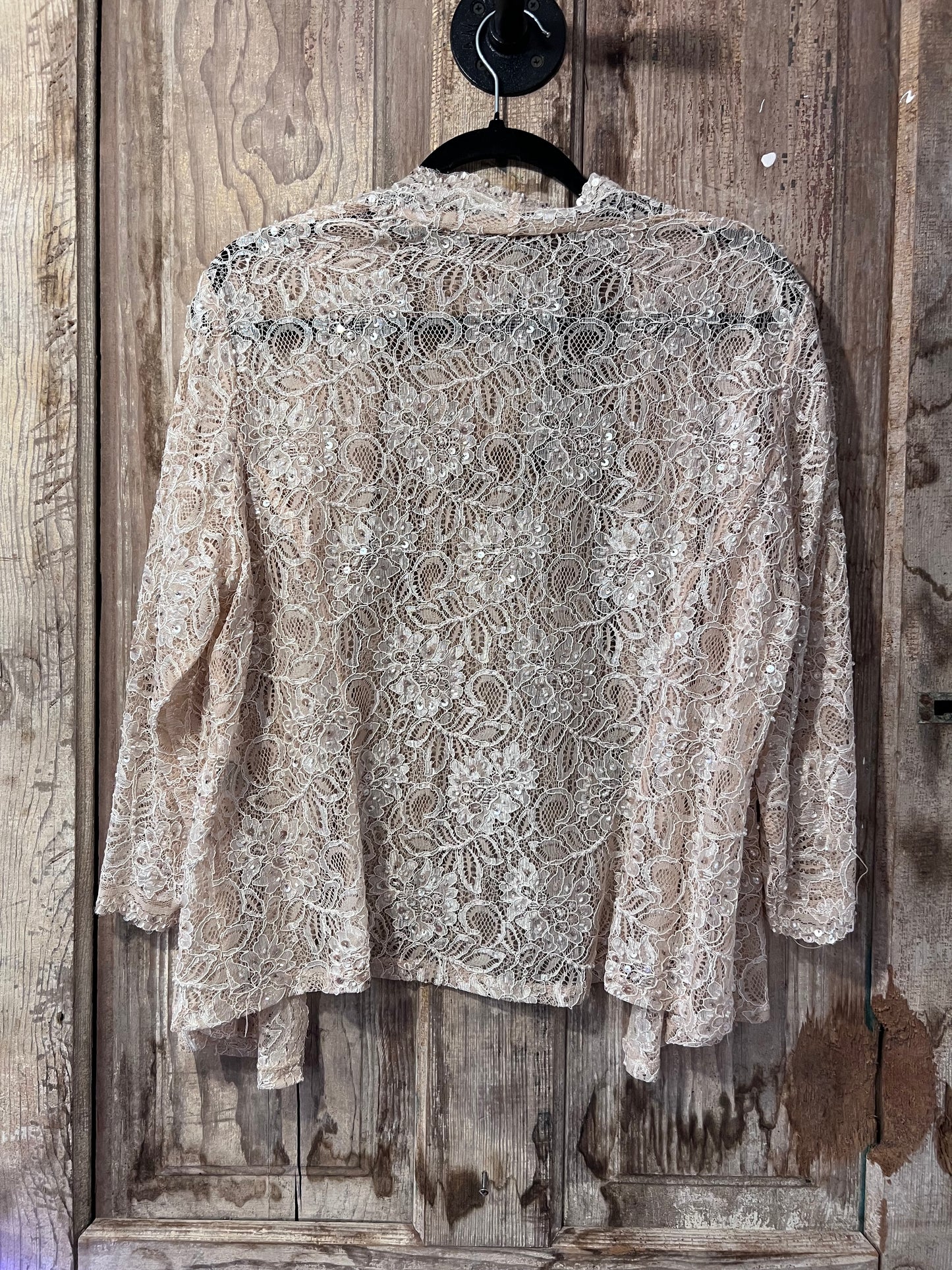 VTG Emma Street Beige Beaded Lace Cardigan