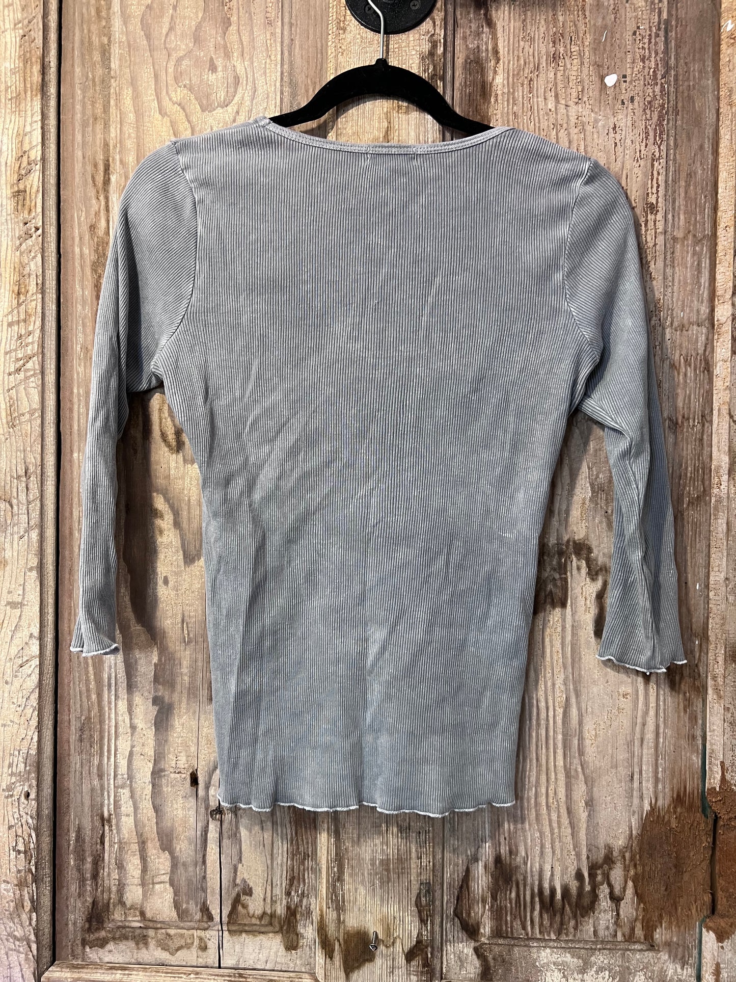 Y2K One World GRY Lace Front Quarter Sleeve Shirt