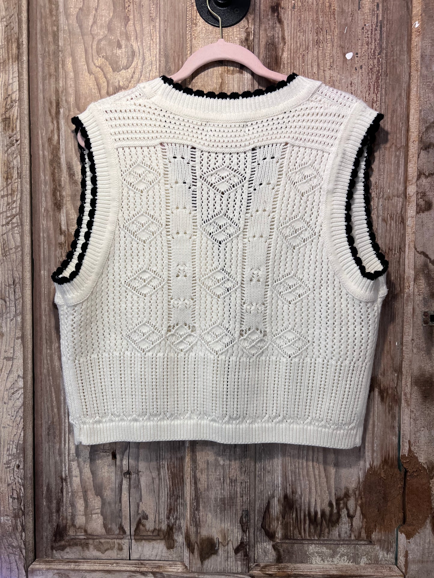 CIDER White/BLK Knit Sweater Vest (modern)
