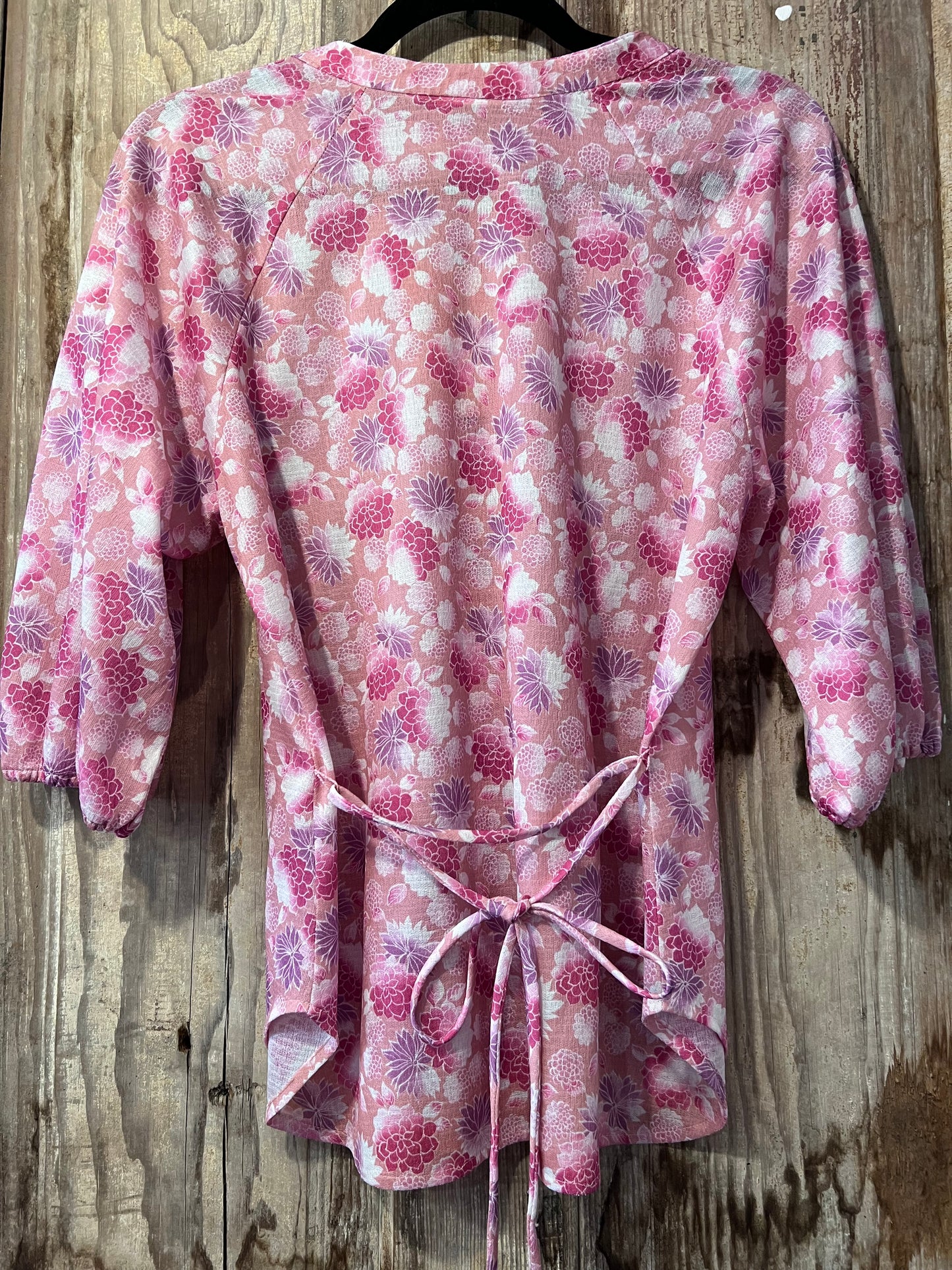 70's Illusions Pink + Purple Floral Button Up Blouse