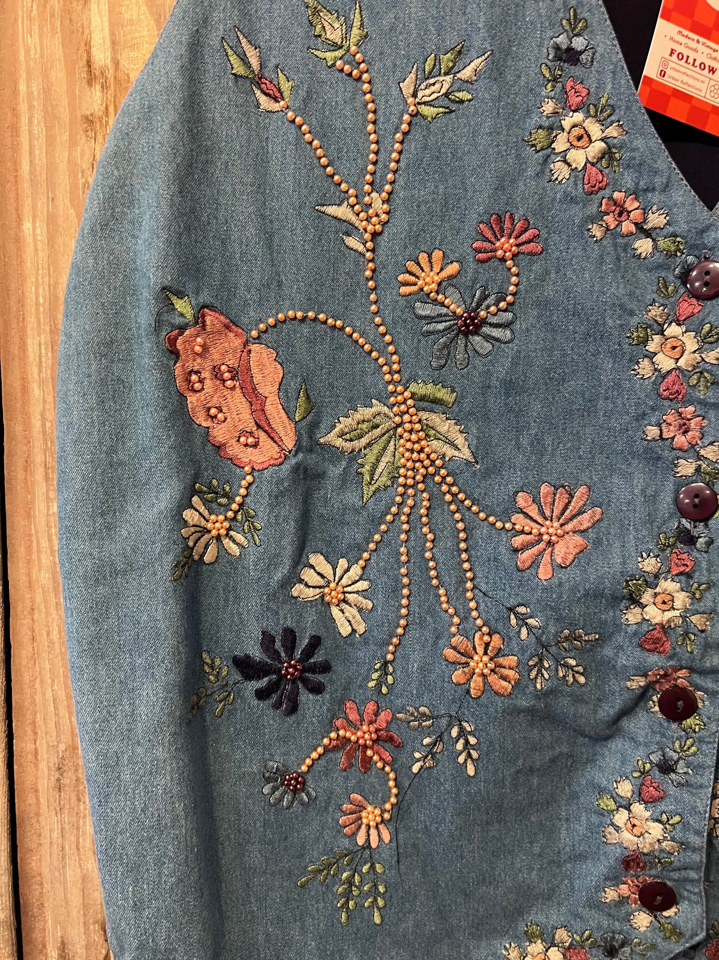 70's ASAPO Embroidered + Beaded Denim Vest