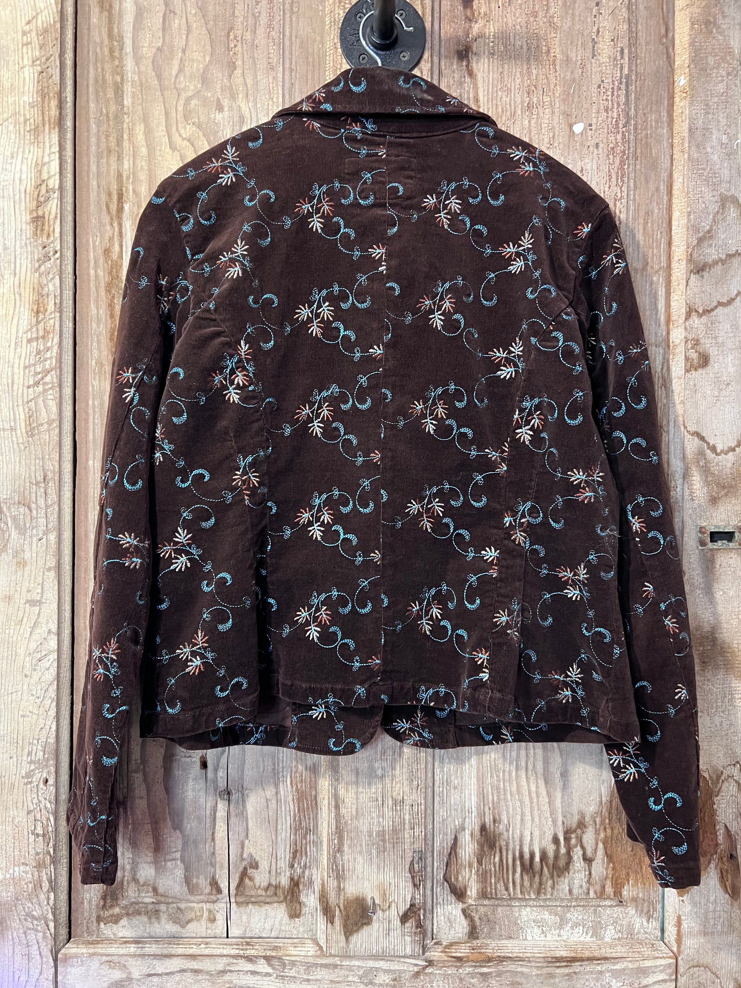 Y2K Brown Embroidered Corduroy Blazer