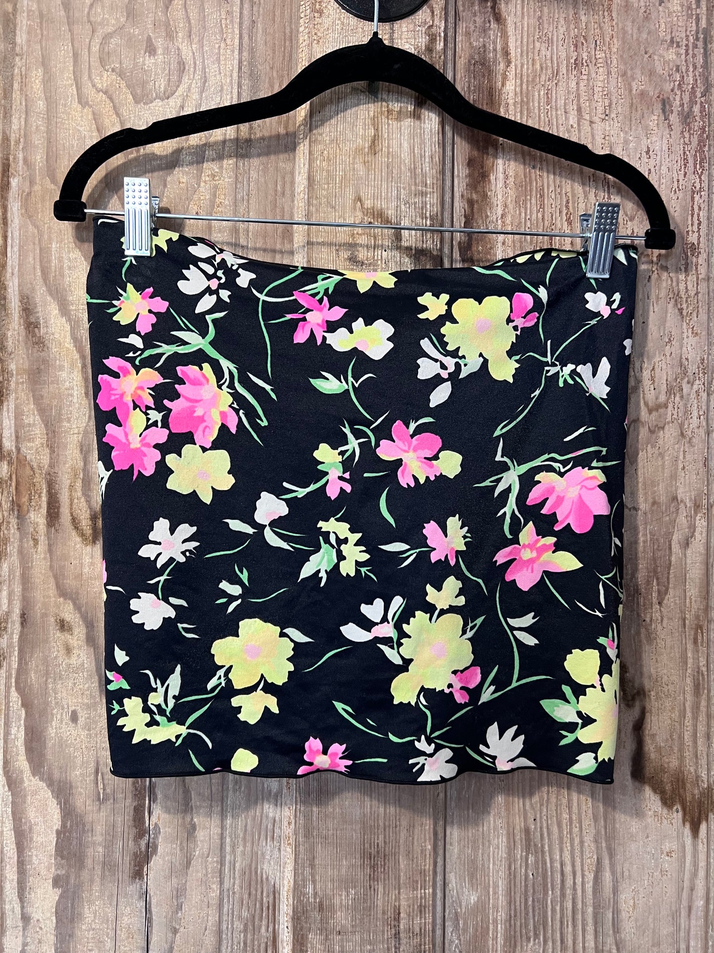 80's/90's Black Floral Swimsuit Cover Up Wrap Skirt