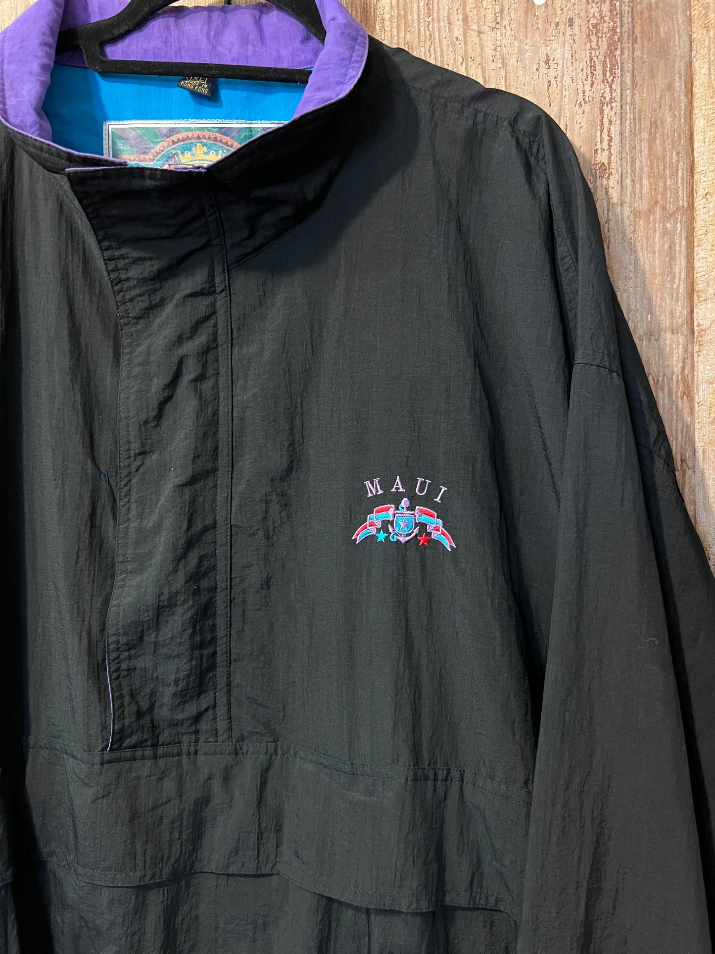90's BLK Maui Embroidered Wind Breaker Jacket