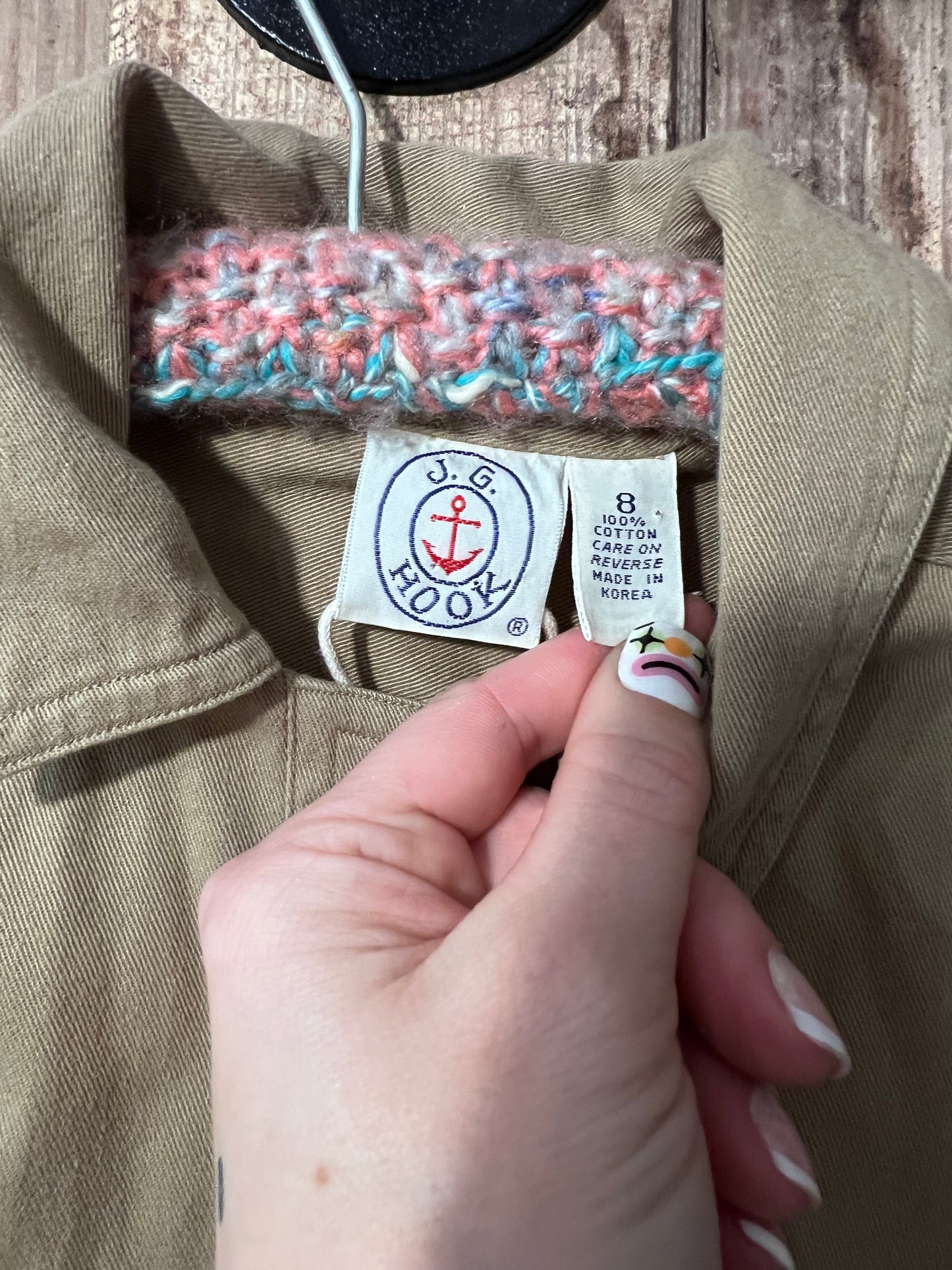 80's J.G. Hook Khaki Button Up Dress