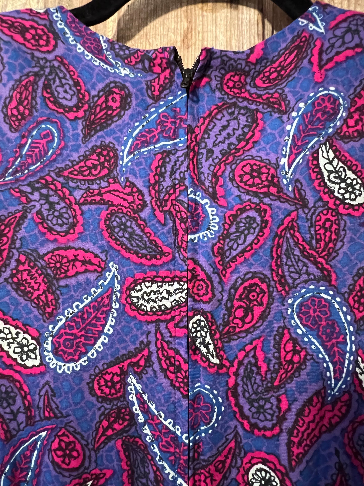 80's/90's Pink + Purple Paisley Long Sleeve Dress