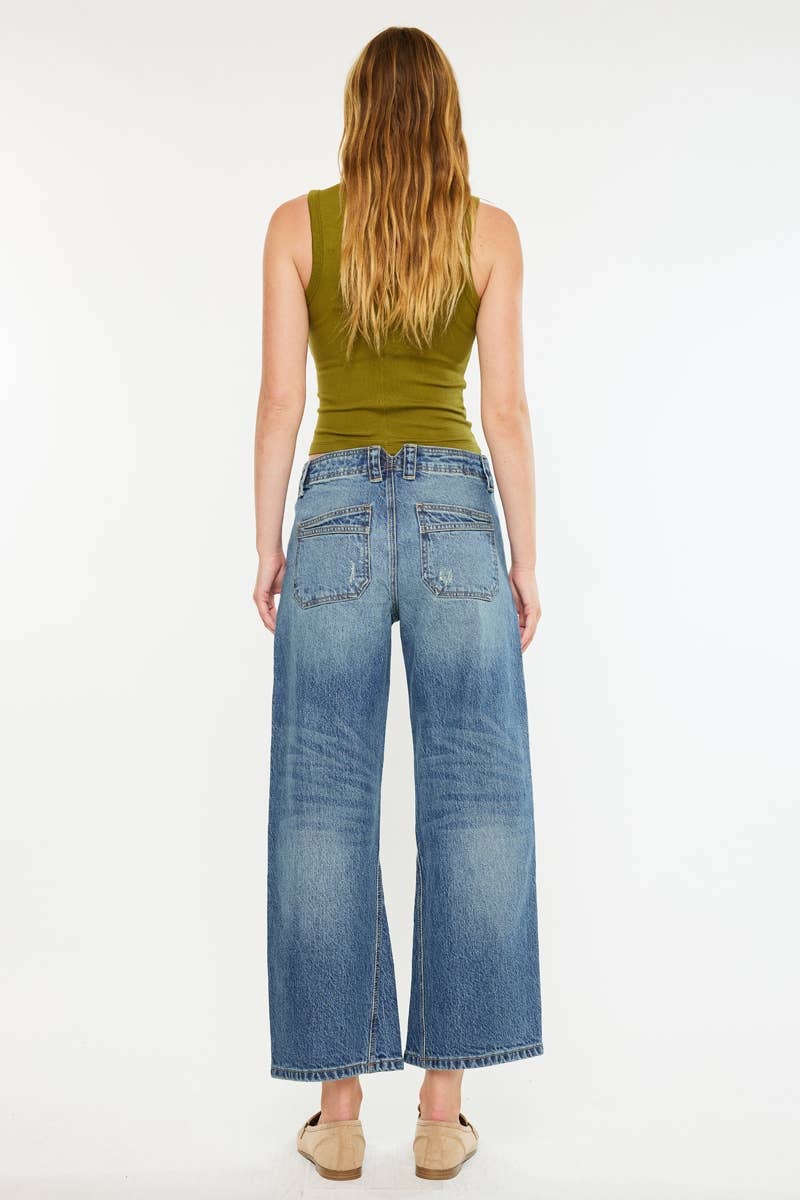 MID RISE LOOSE BARREL FIT JEANS