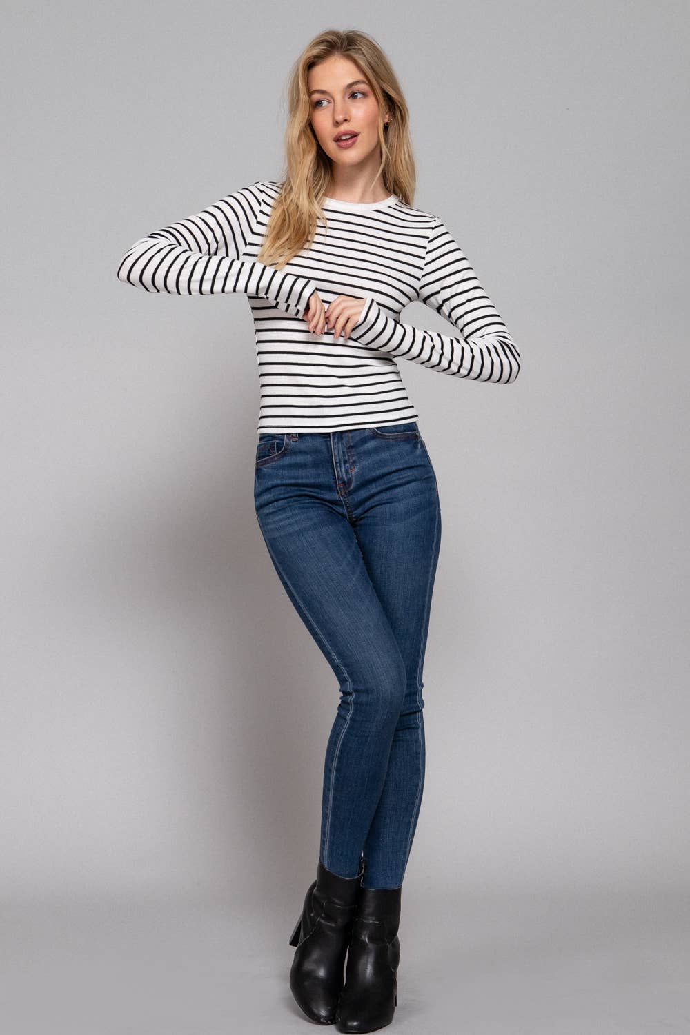 Long Sleeve Stripe Knit Top
