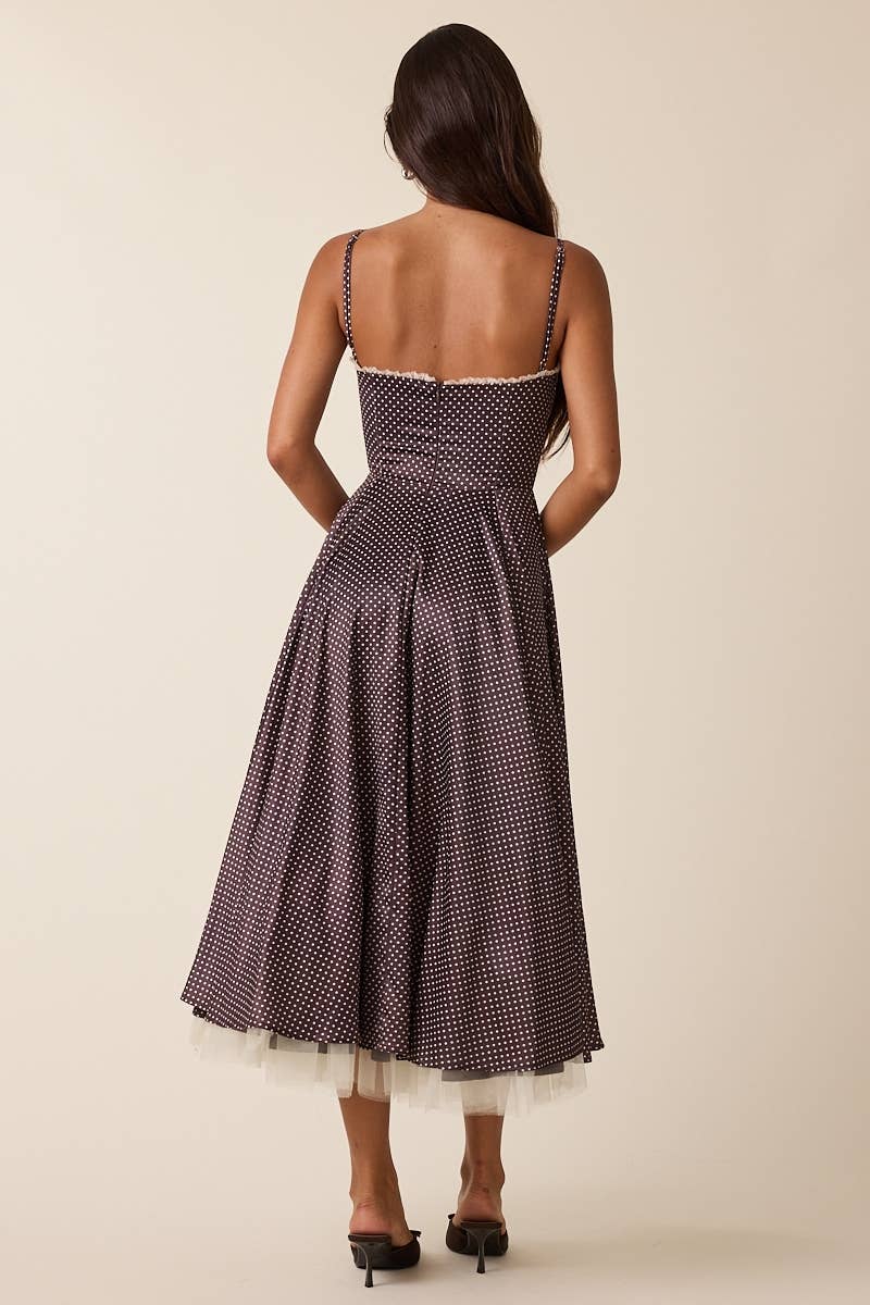 POLKA DOT LACE MIDI DRESS