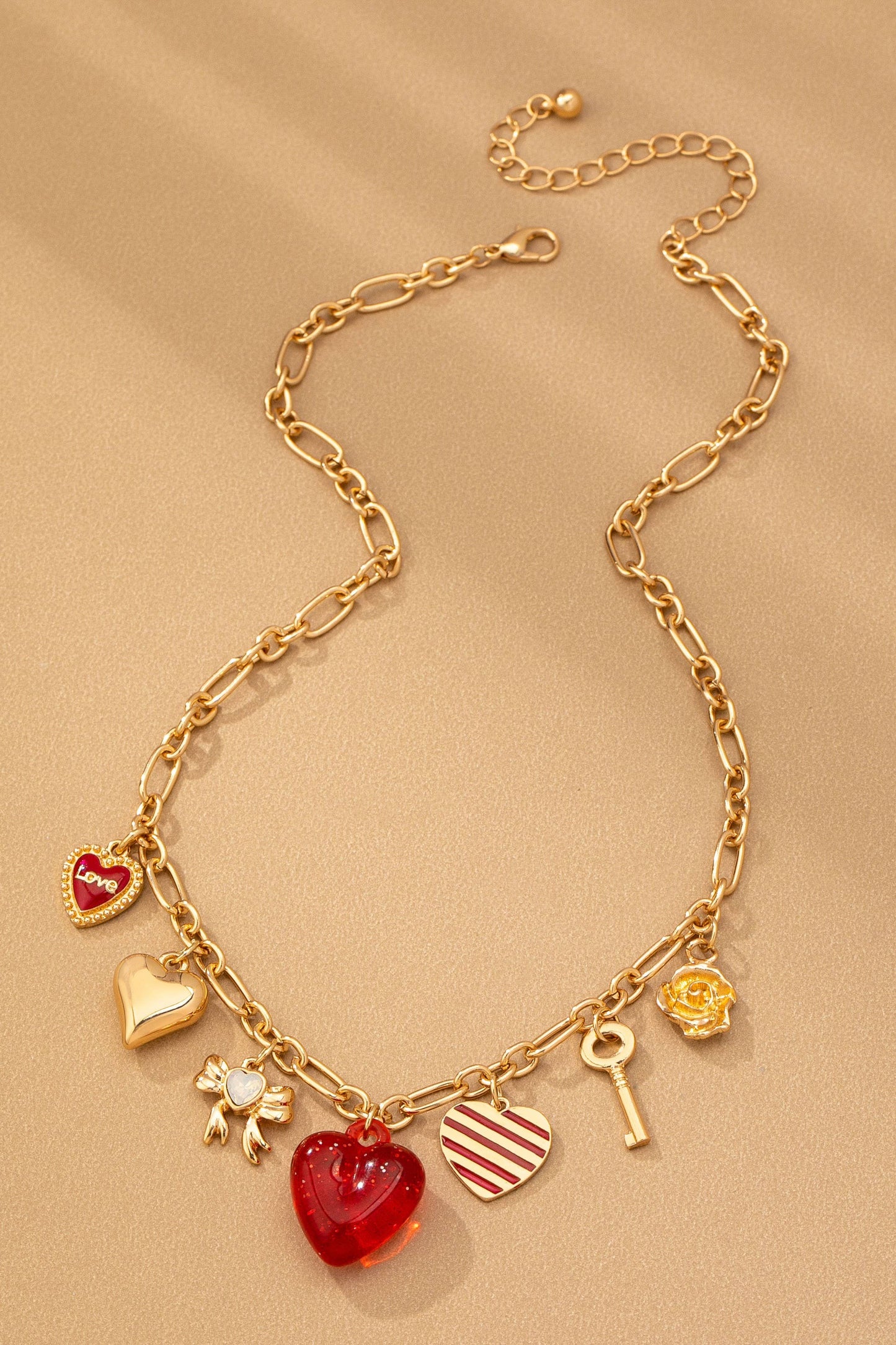 CHARM NECKLACE-HEARTS KEY BOW LOVE | 80N92641