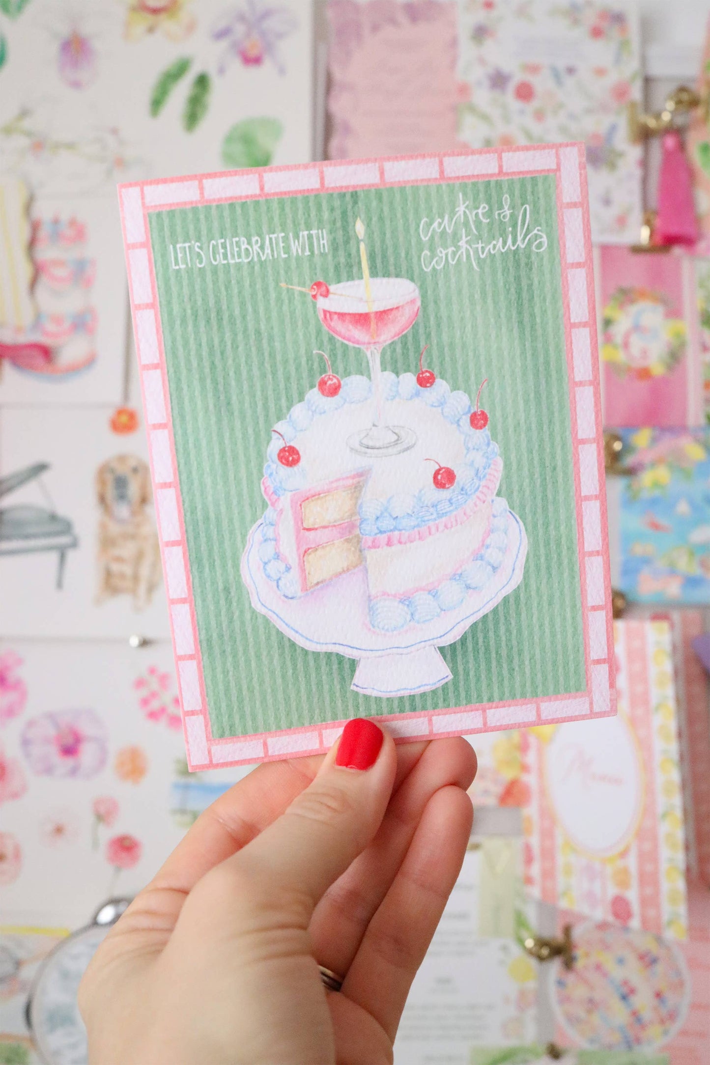 Cake and cocktails birthday card