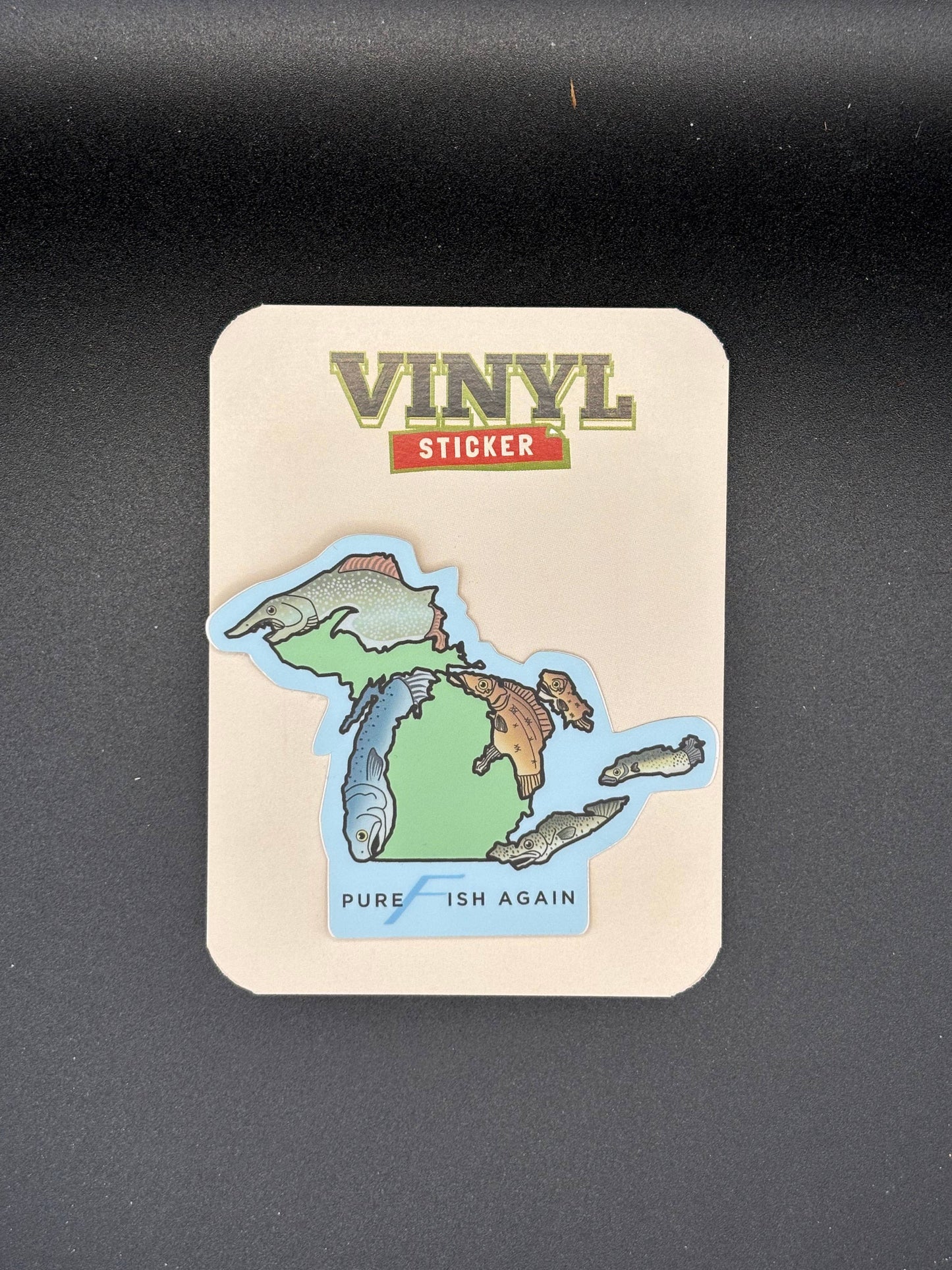 Pure Fish Again Michigan Parody Sticker, 3" x 2.4"