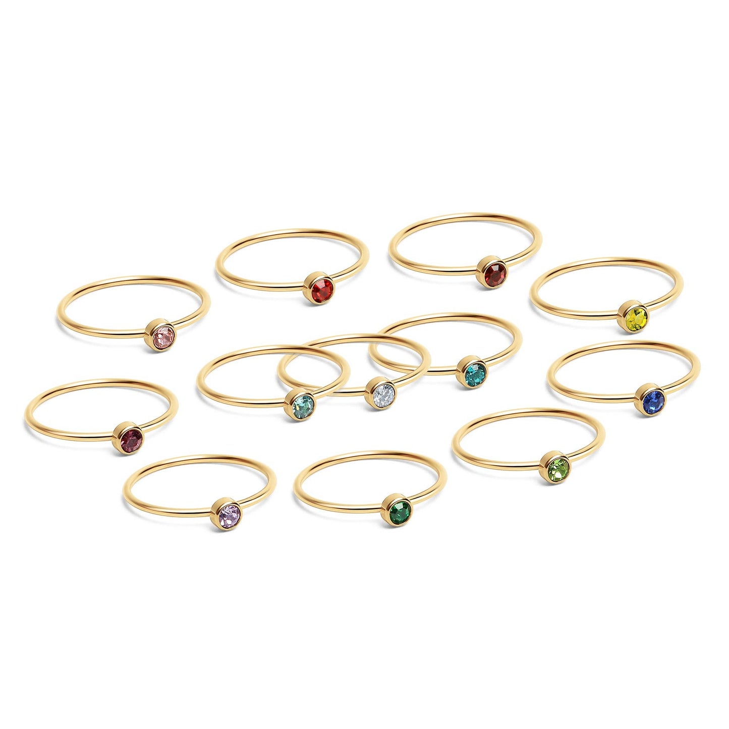18K Birthstone Stacking Ring