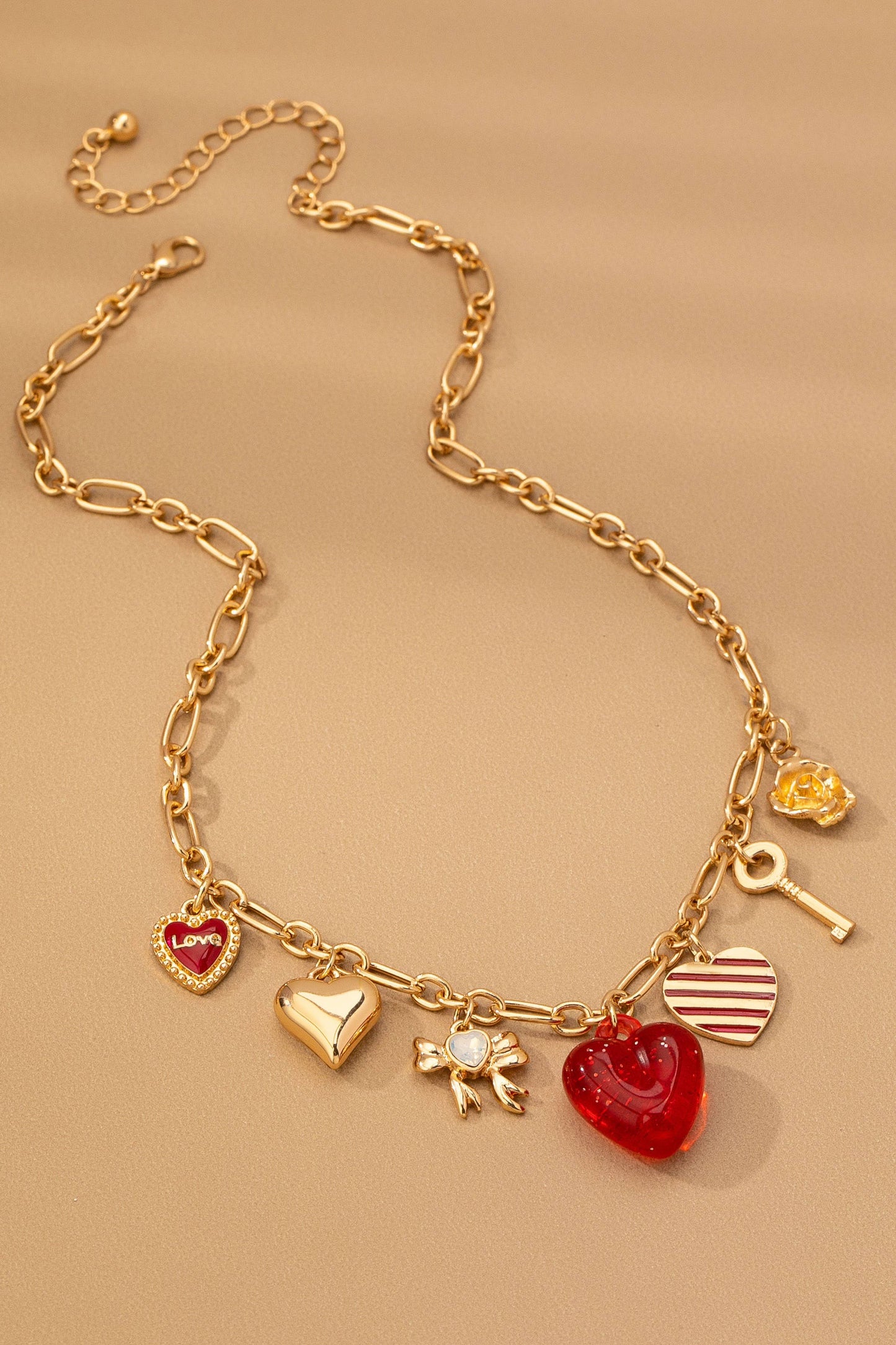 CHARM NECKLACE-HEARTS KEY BOW LOVE | 80N92641