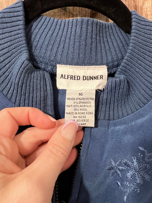 VTG Alfred Dunner Blue Embroidered Zip Up