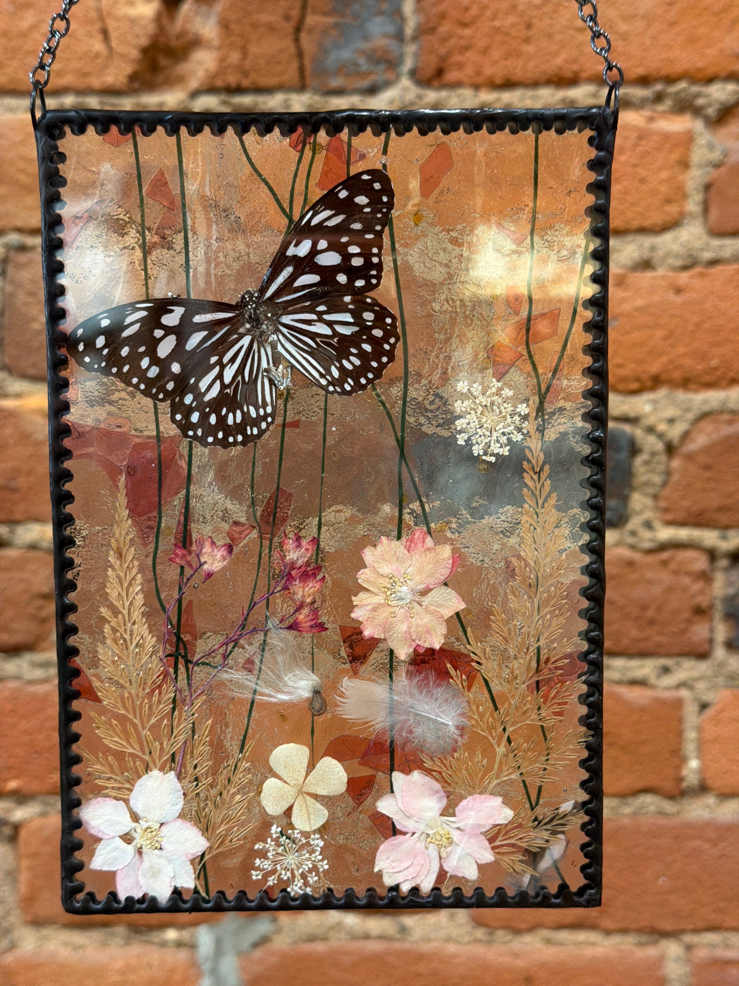 Pink butterfly stained glass