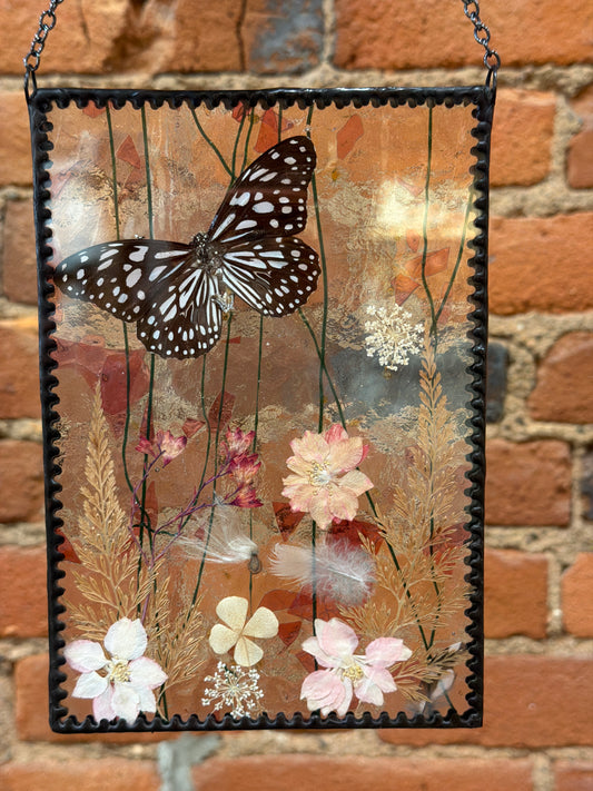 Pink butterfly stained glass