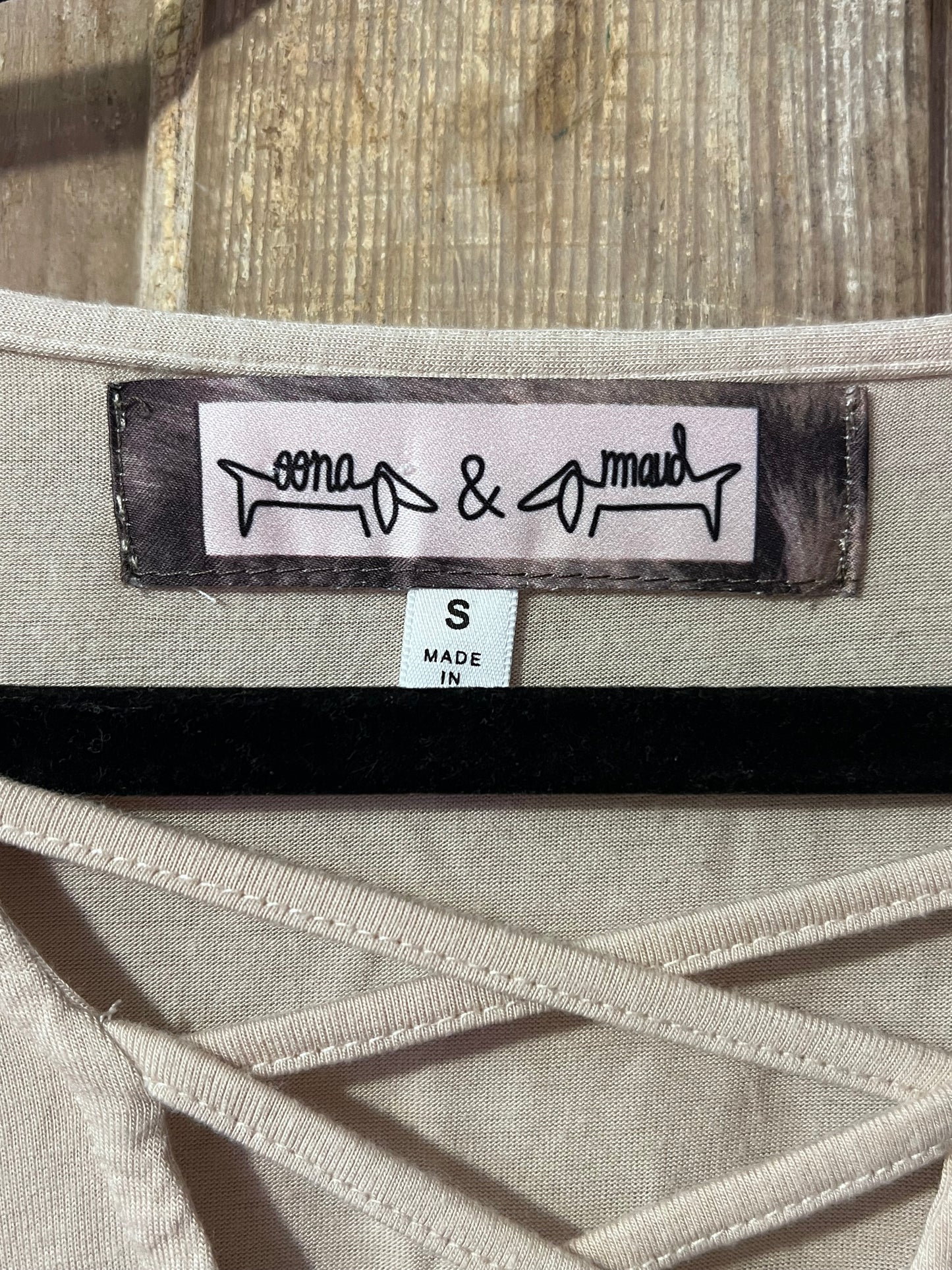 Oona & Maud Beige Criss Cross Blouse