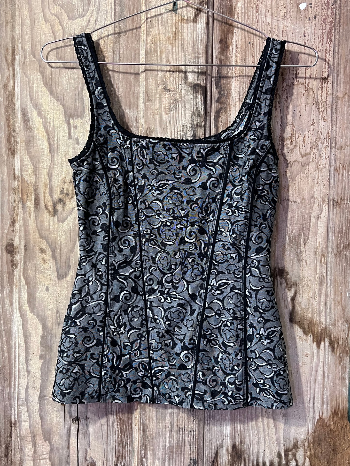 BLK/Grey Corset Style Tank Top