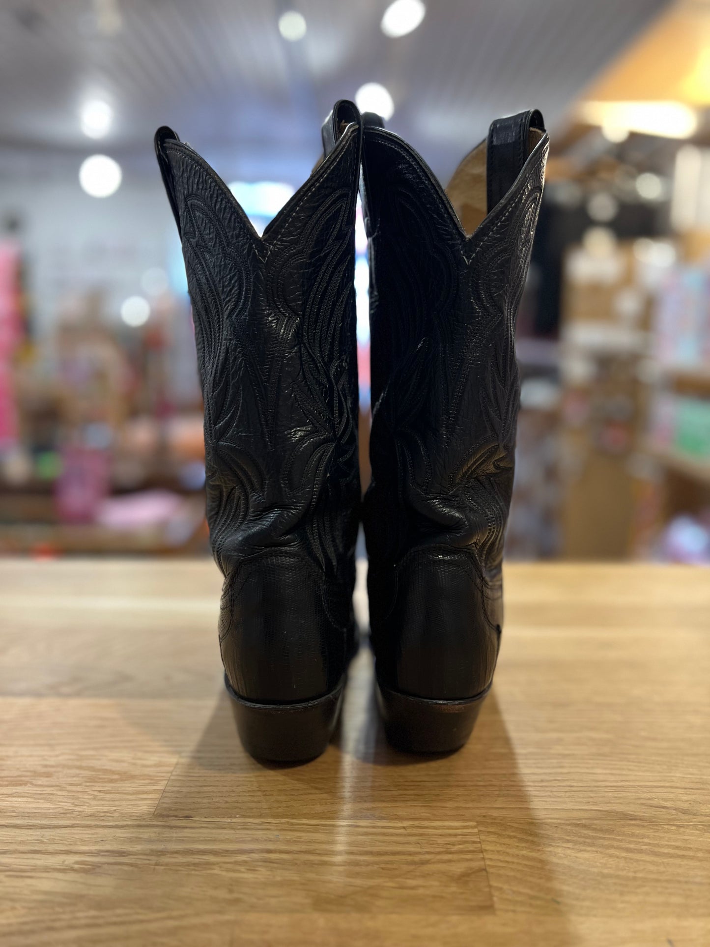 VTG BLK Leather Cowboy Boots