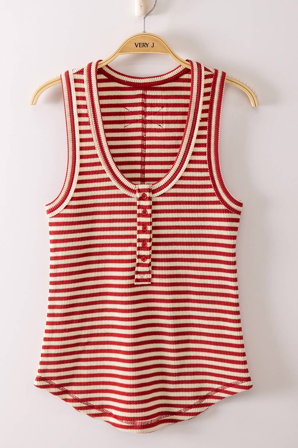 Striped Button Down Knit Tank Top