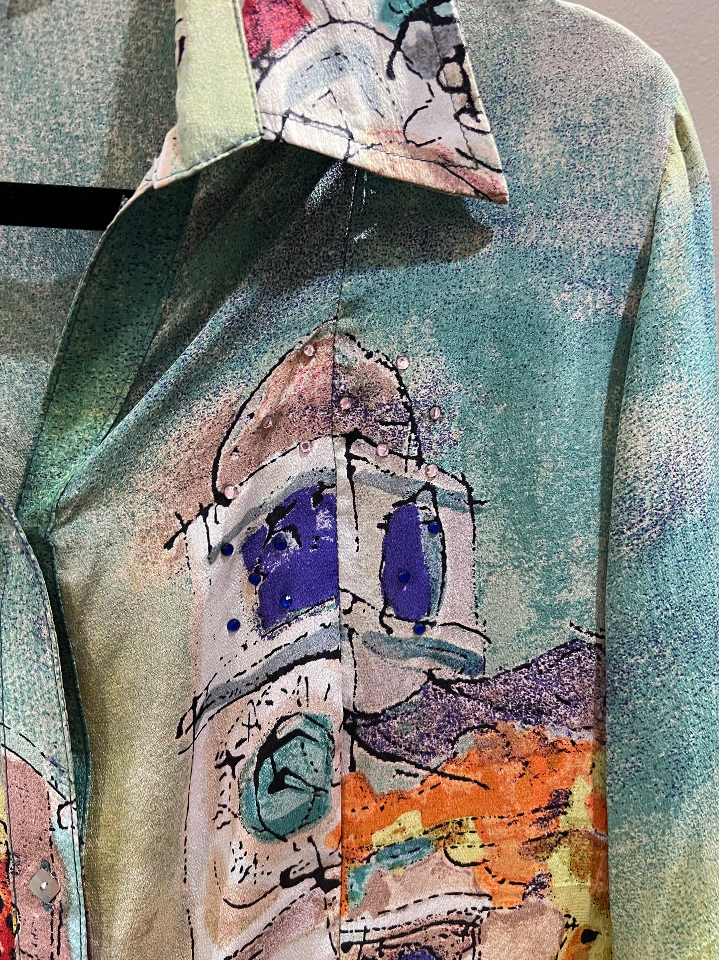 Michael Leu Bedazzled Street Scene Blouse