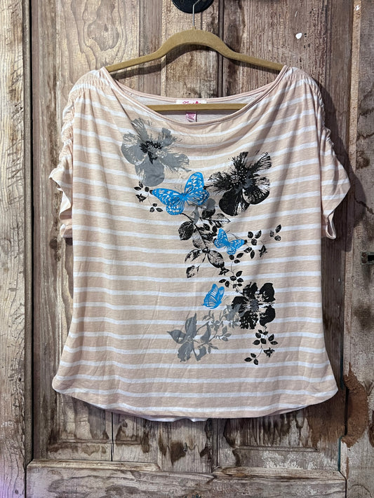 Lena Petites Striped Butterfly Top