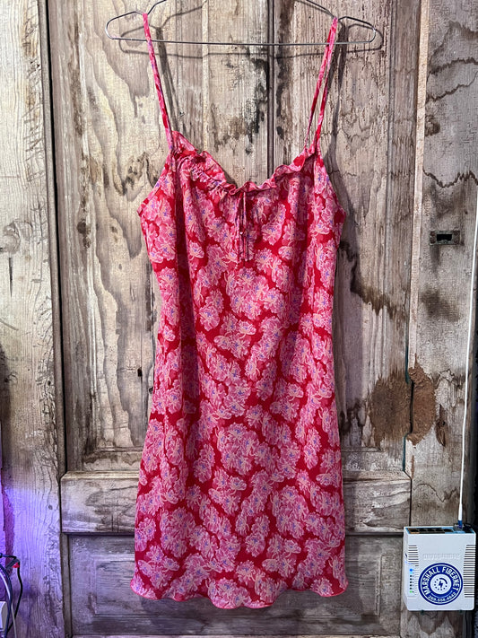 VTG Murano Sleepwear Red Floral Slip