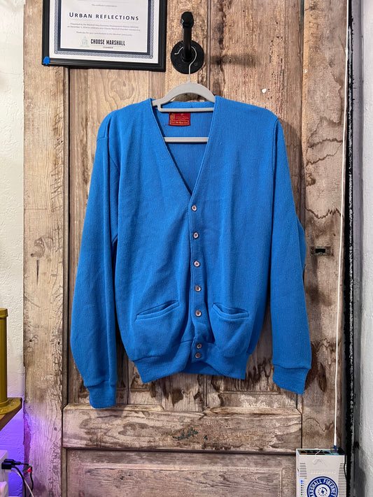 VTG Kings Road Canary Blue Knit Cardigan CNV