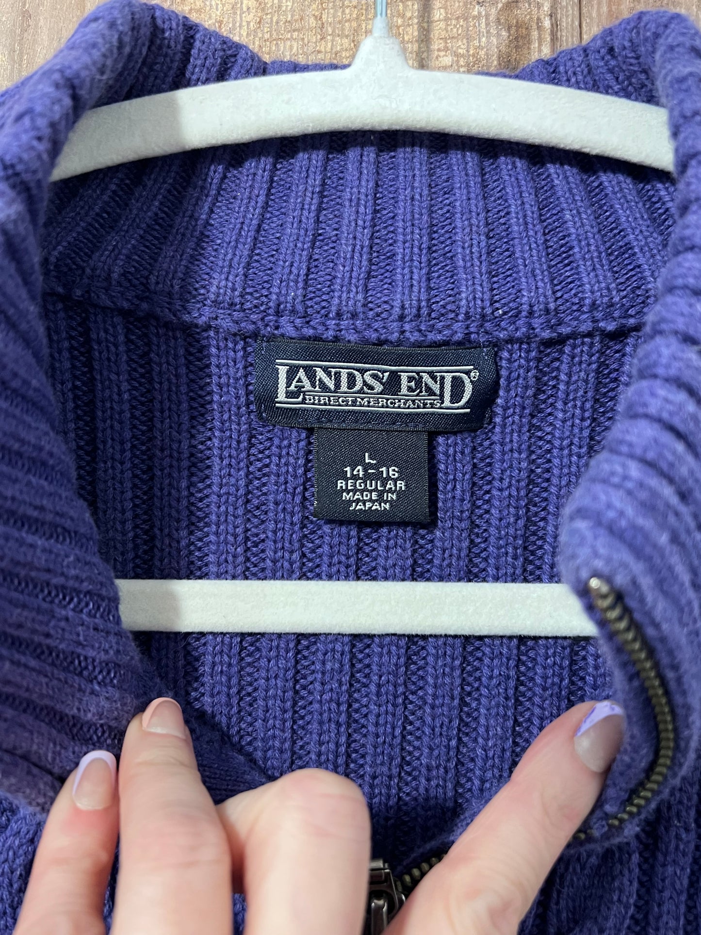 VTG Purple Lands End Knit Zip Up
