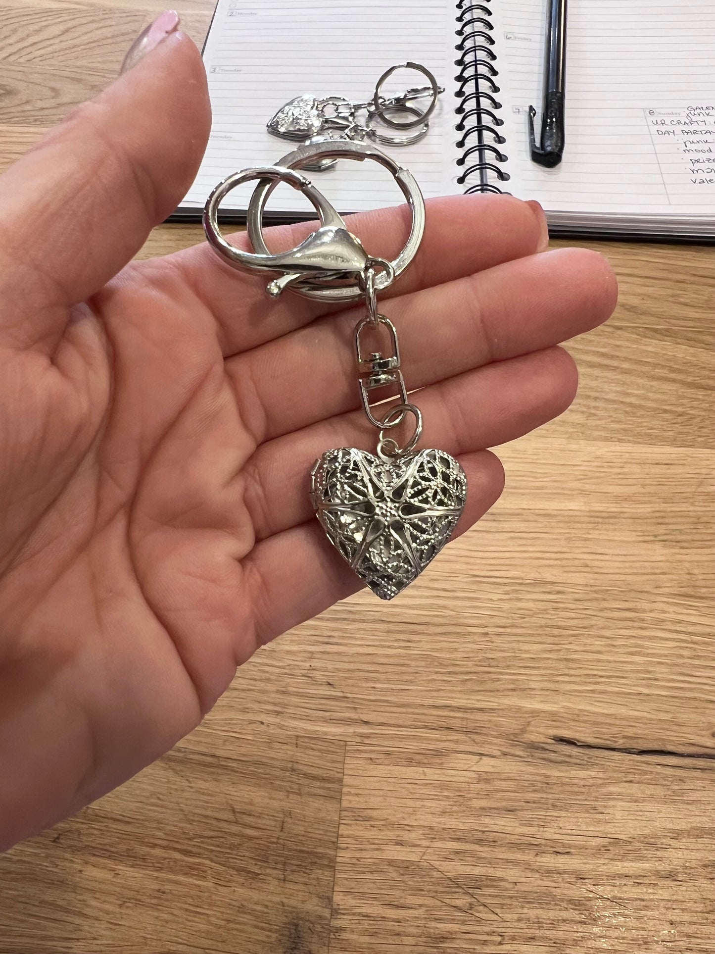 Silver heart locket keychains