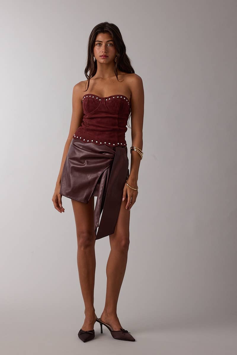 SUEDE TUBE CROP TOP